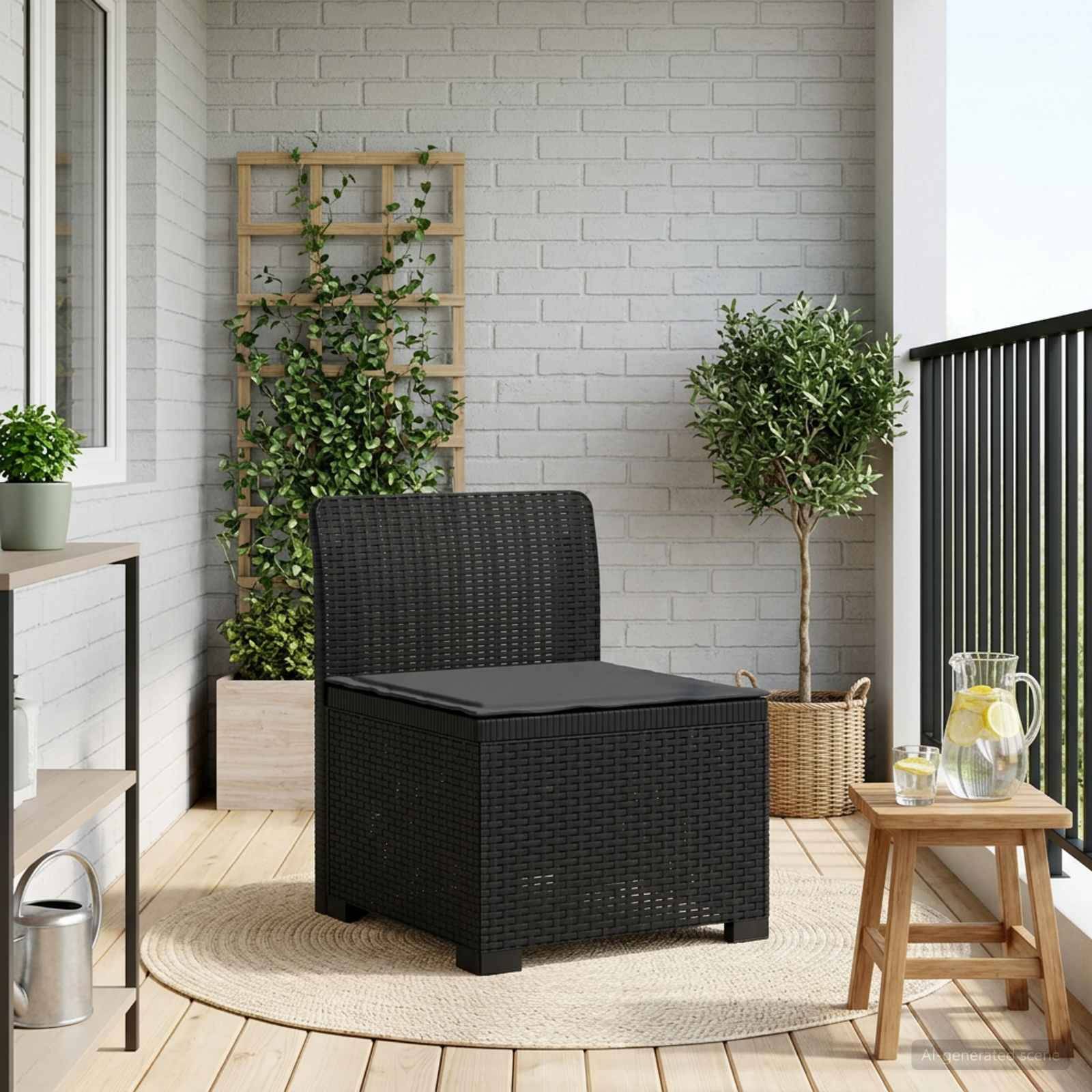 vidaXL 1-Sitzer Garten-Sofa mit Kissen Rattan-Look PP Anthrazit