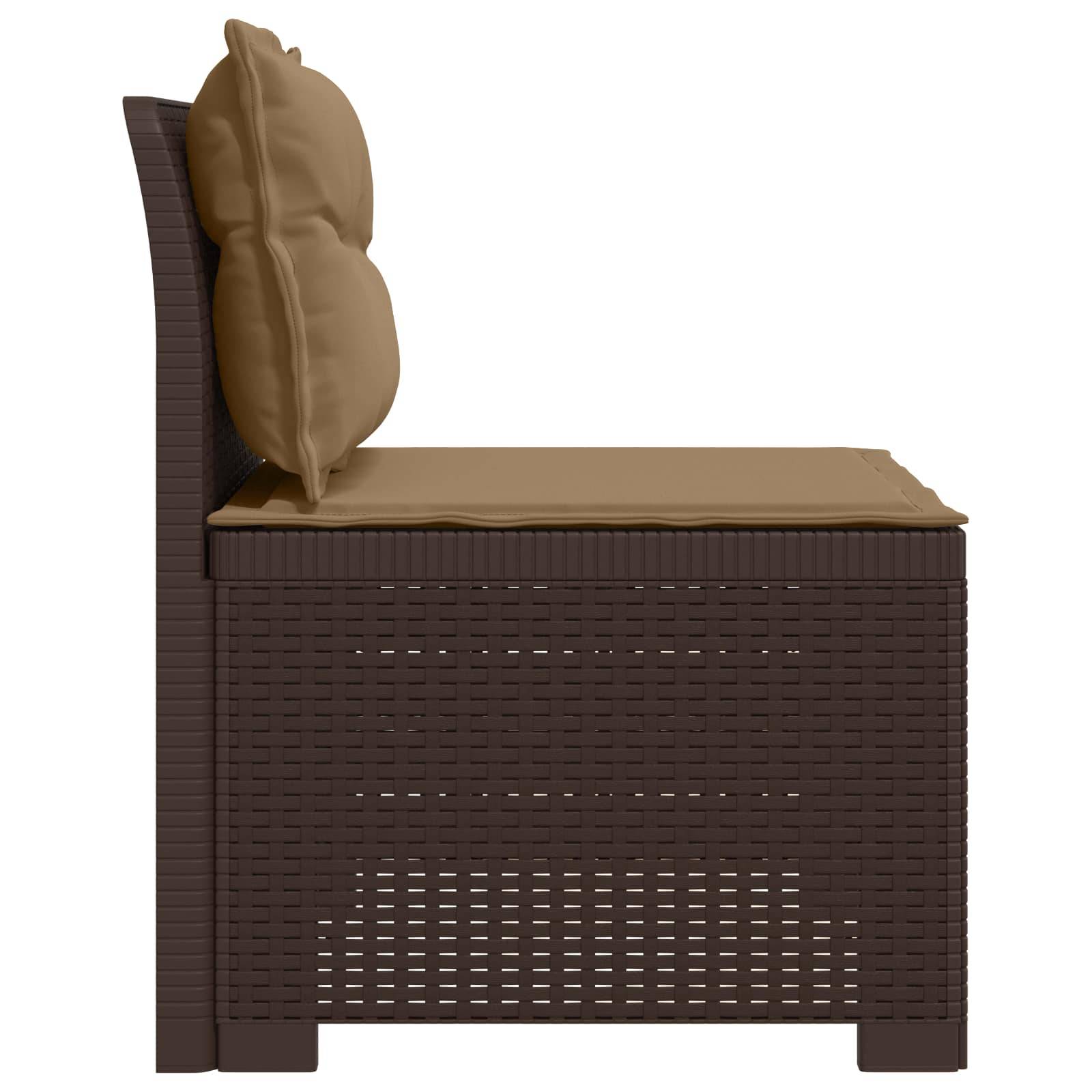 vidaXL 1-Sitzer Garten-Sofa mit Kissen Rattan-Look PP Braun