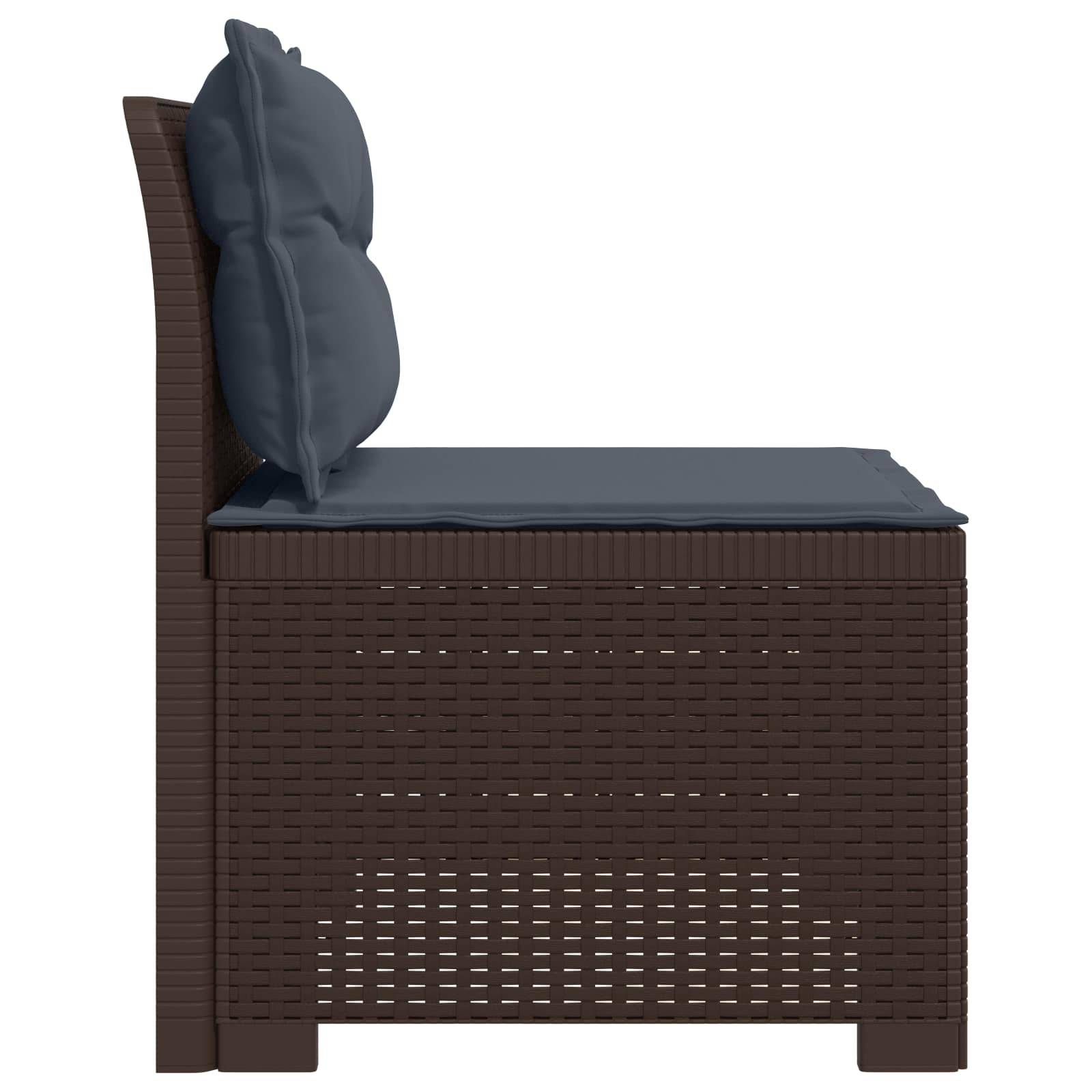 vidaXL 1-Sitzer Garten-Sofa mit Kissen Rattan-Look PP Braun