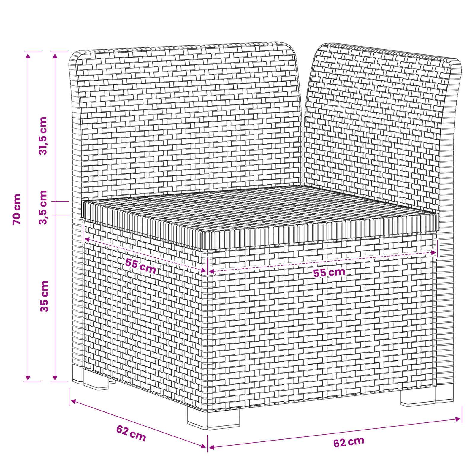 vidaXL 1-Sitzer Garten-Sofa Rattan-Look PP Anthrazit