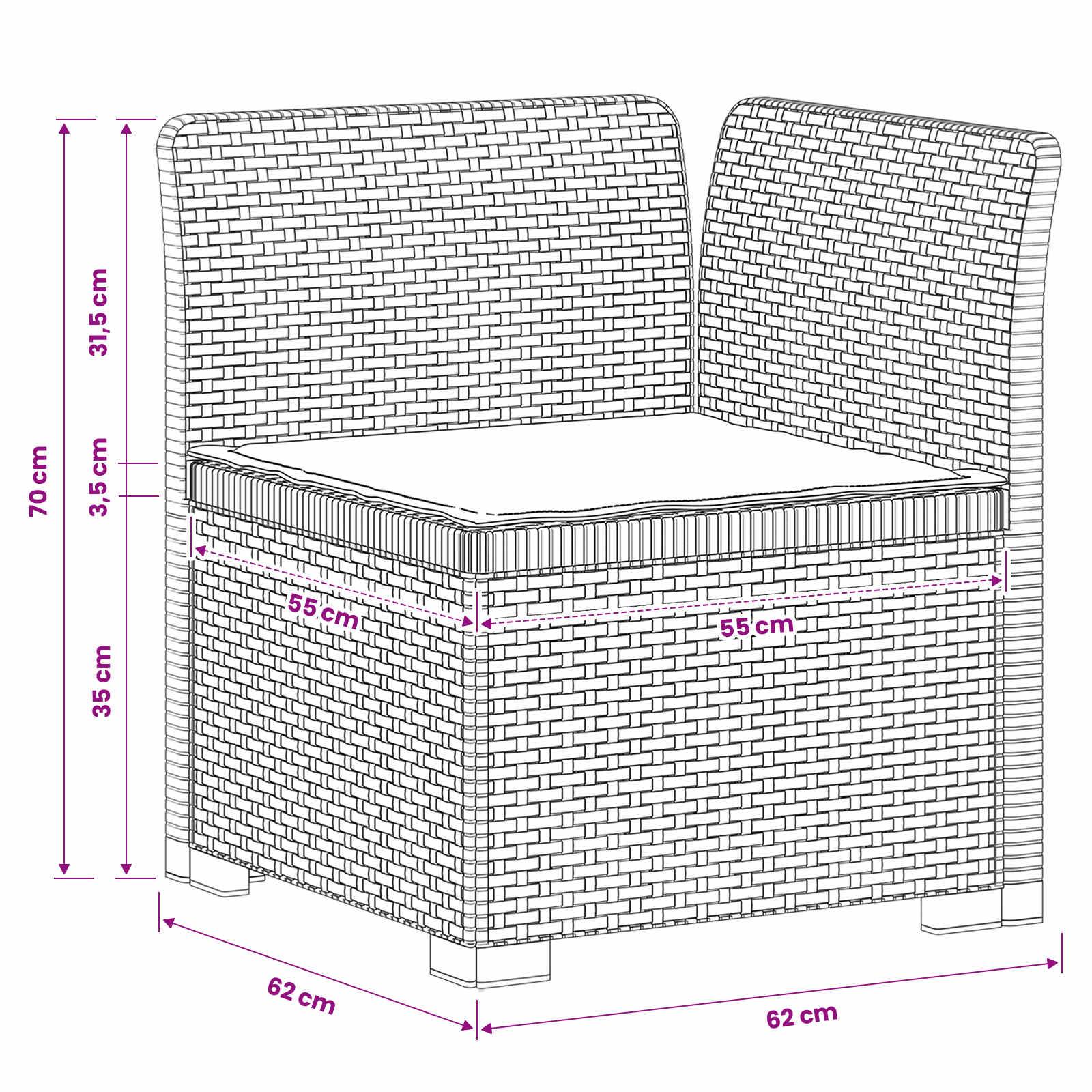 vidaXL 1-Sitzer Garten-Sofa mit Kissen Rattan-Look PP Anthrazit