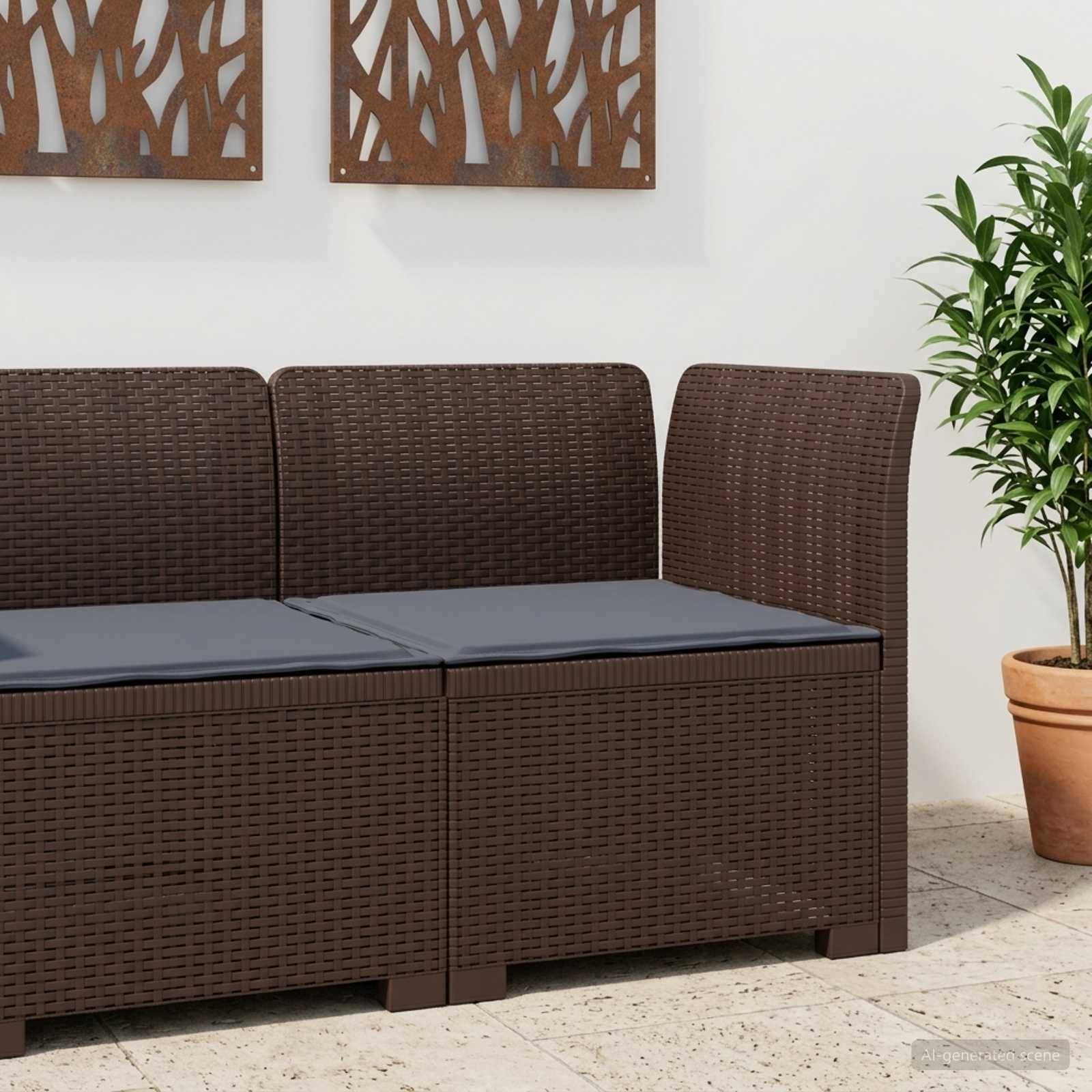 vidaXL 1-Sitzer Garten-Sofa mit Kissen Rattan-Look PP Braun