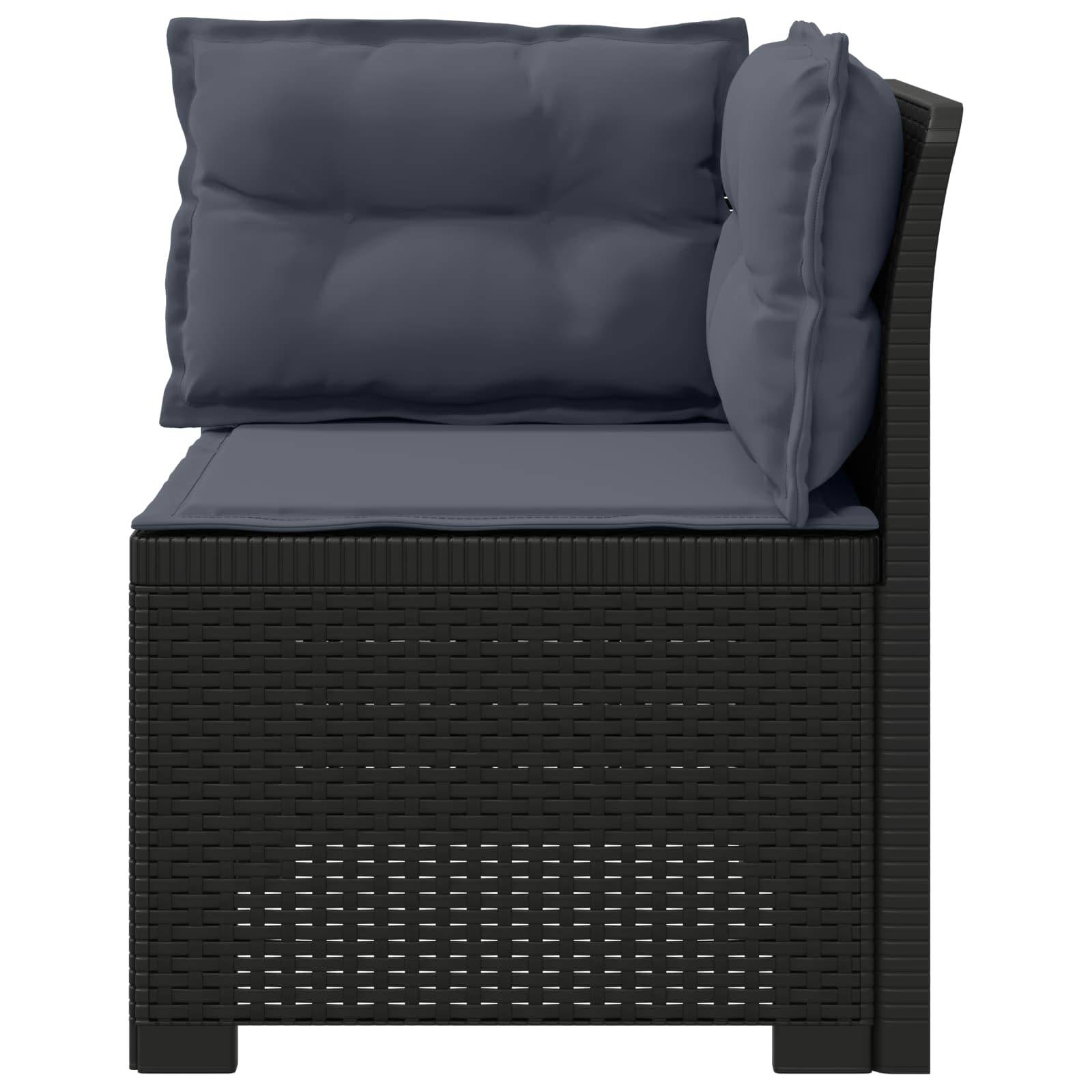 vidaXL 1-Sitzer Garten-Sofa mit Kissen Rattan-Look PP Anthrazit