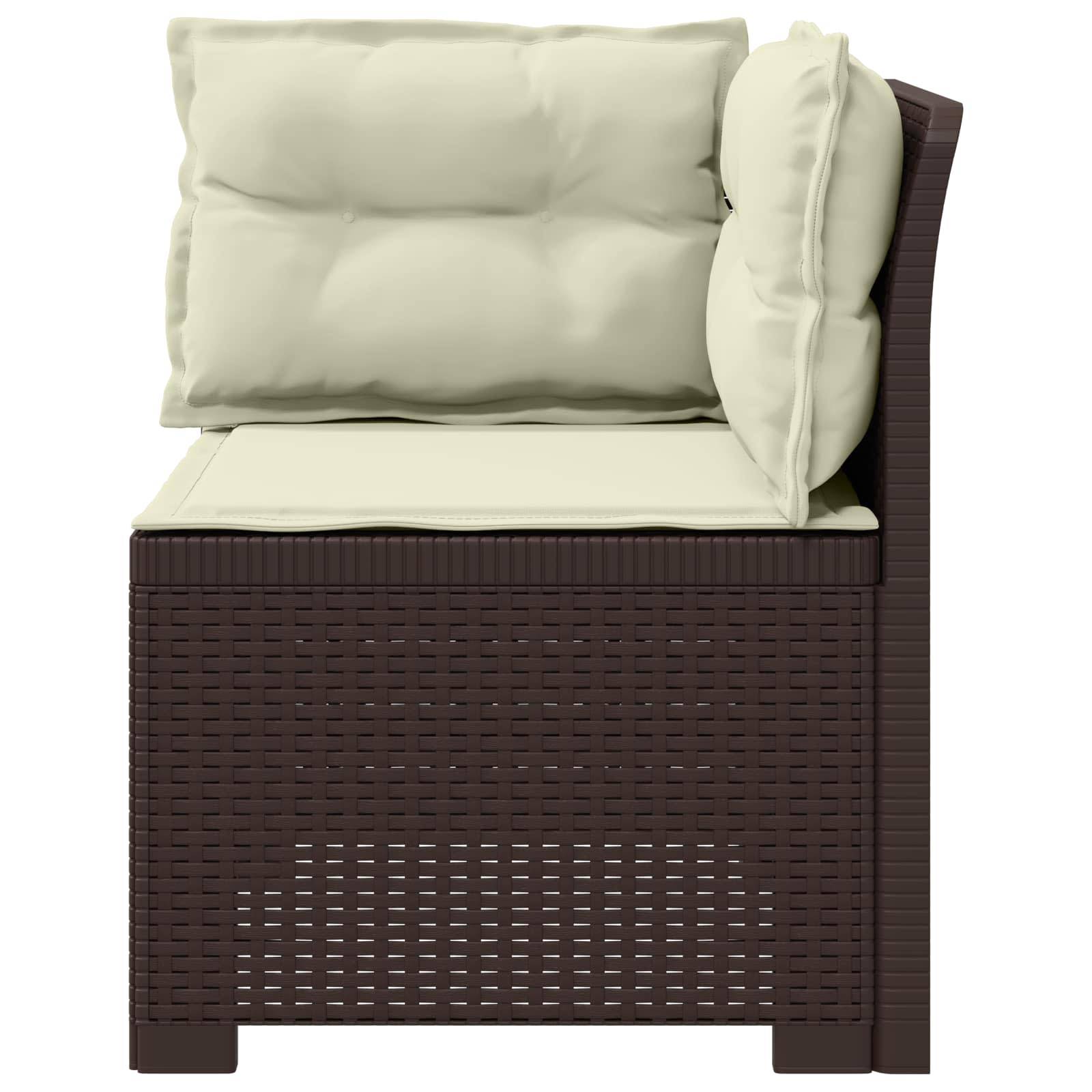 vidaXL 1-Sitzer Garten-Sofa mit Kissen Rattan-Look PP Braun