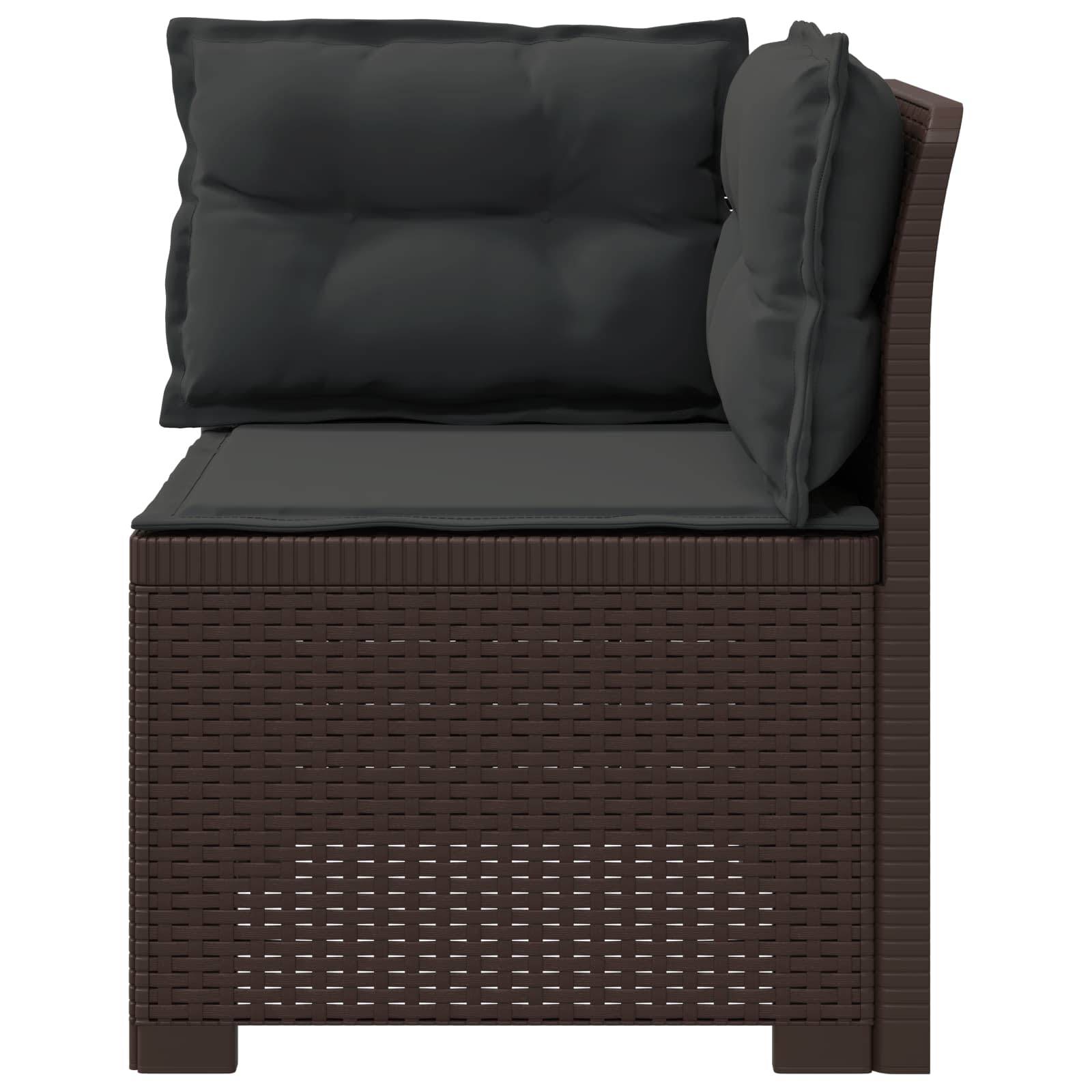 vidaXL 1-Sitzer Garten-Sofa mit Kissen Rattan-Look PP Braun