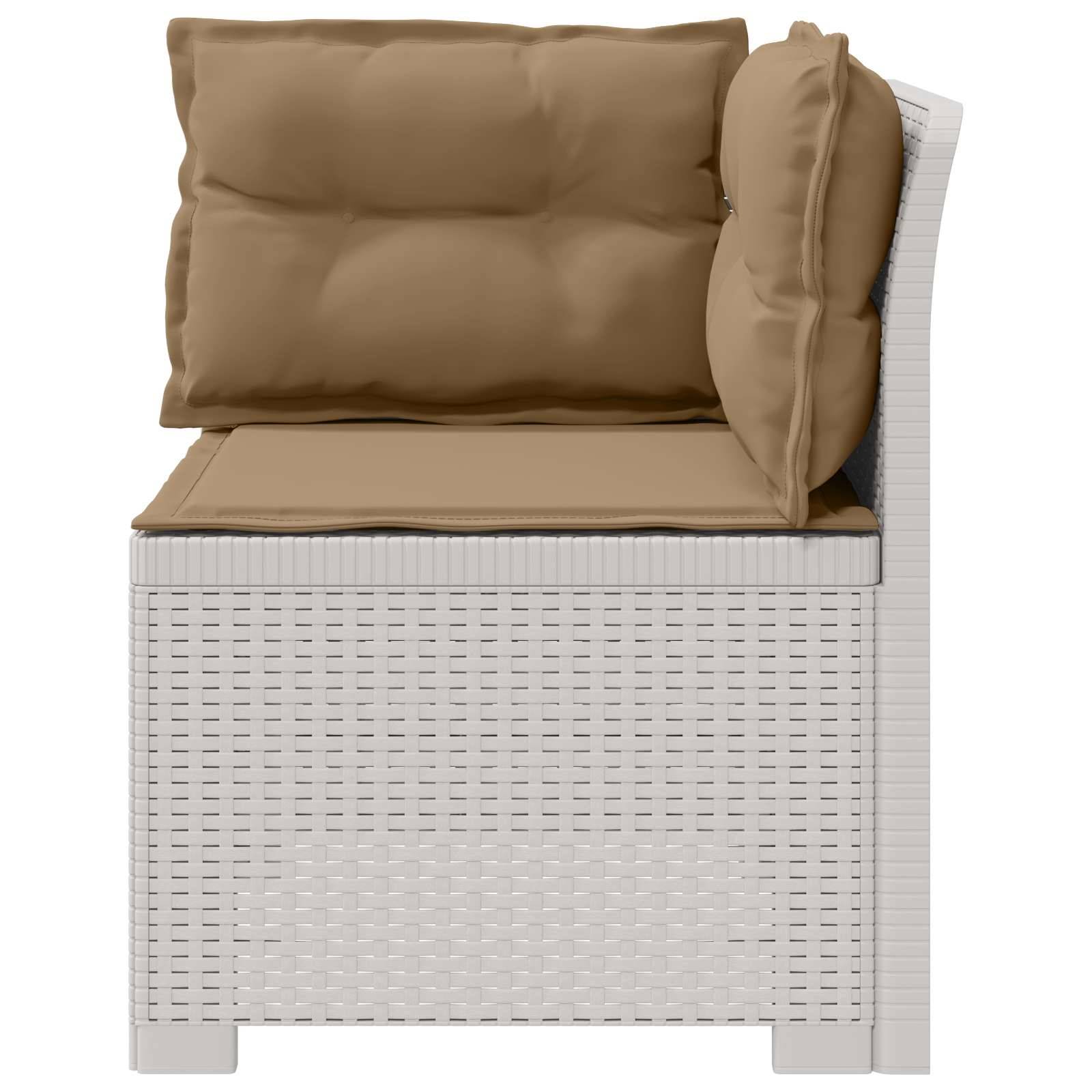 vidaXL 1-Sitzer Garten-Sofa mit Kissen Rattan-Look PP Weiß