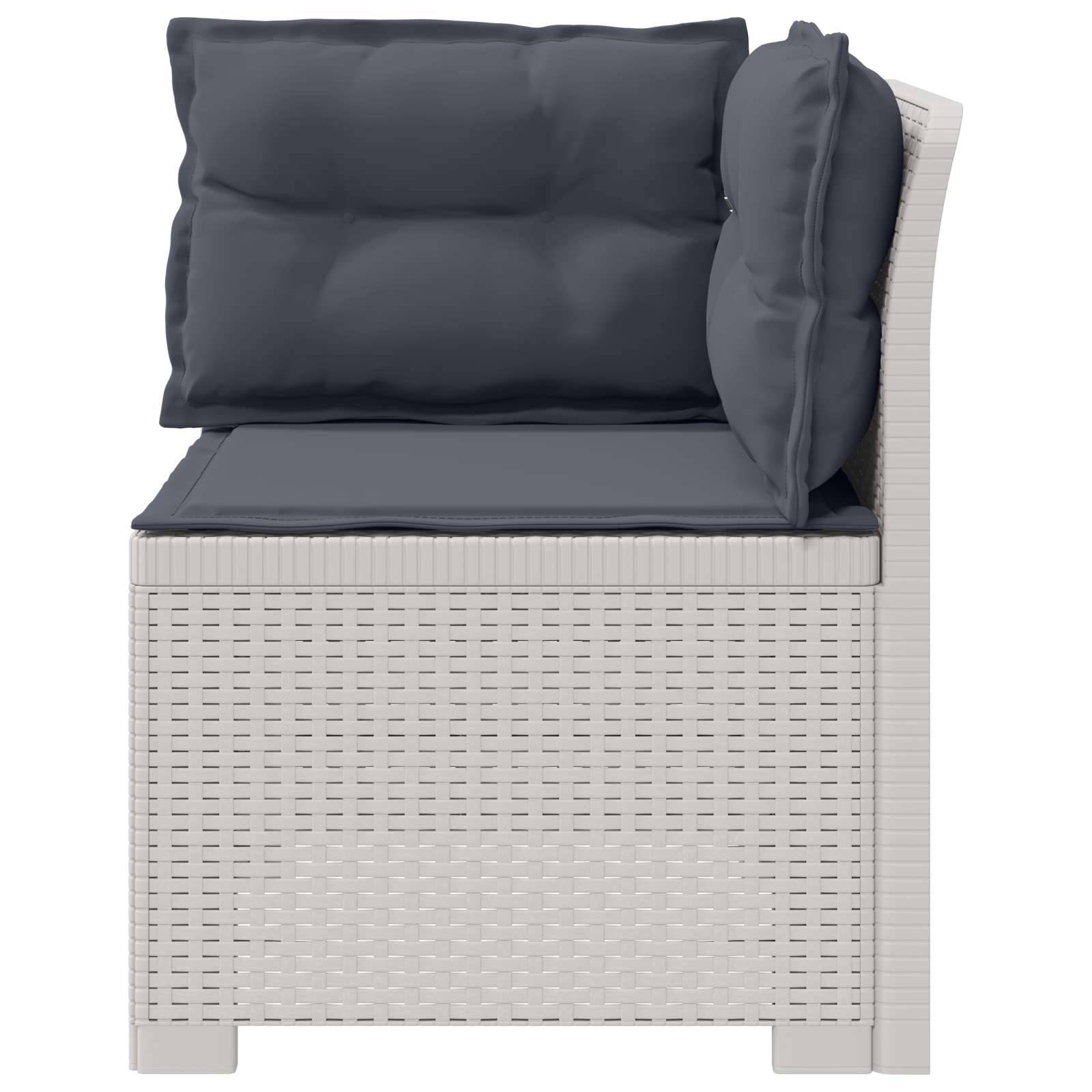 vidaXL 1-Sitzer Garten-Sofa mit Kissen Rattan-Look PP Weiß