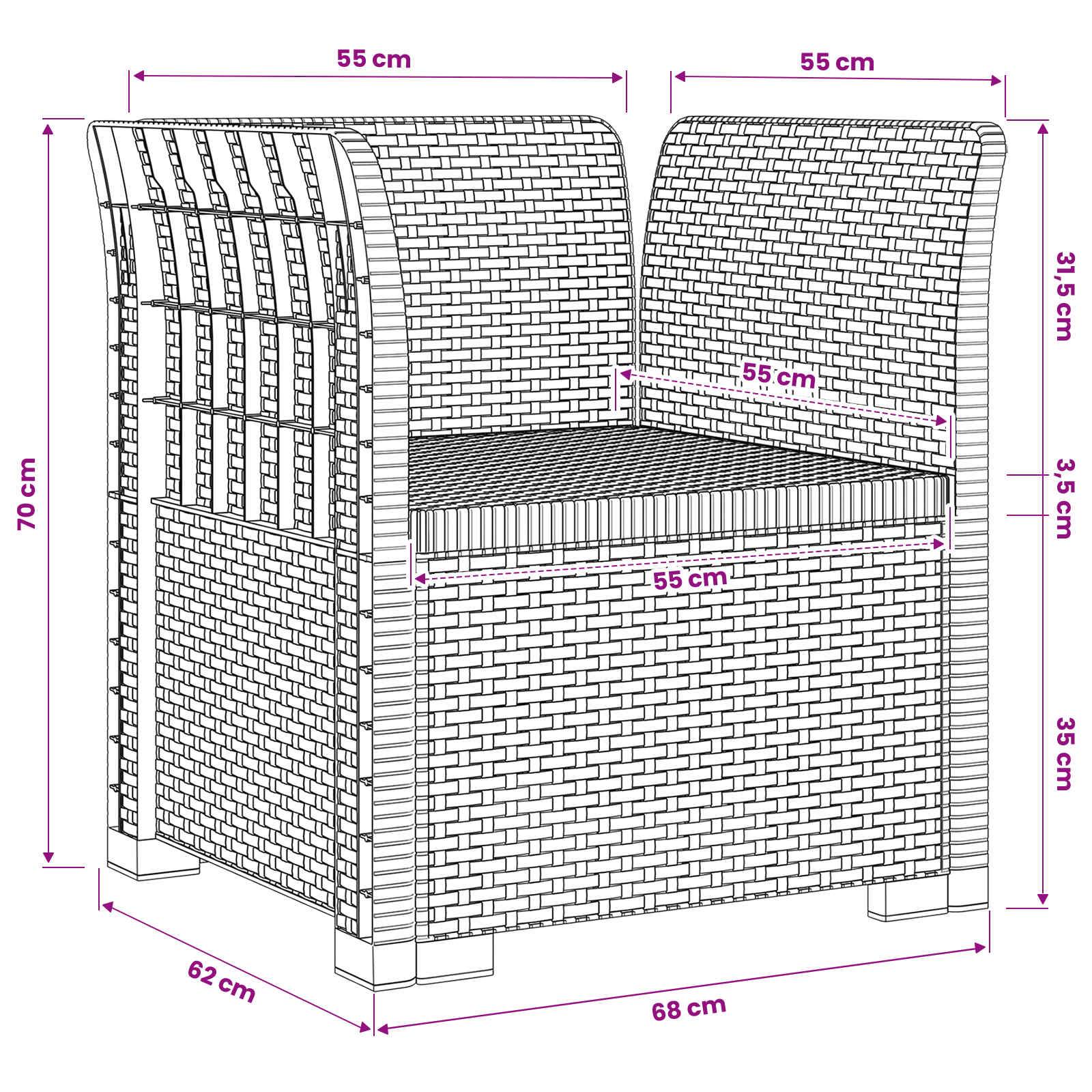 vidaXL 1-Sitzer Sessel Rattan-Look PP Anthrazit
