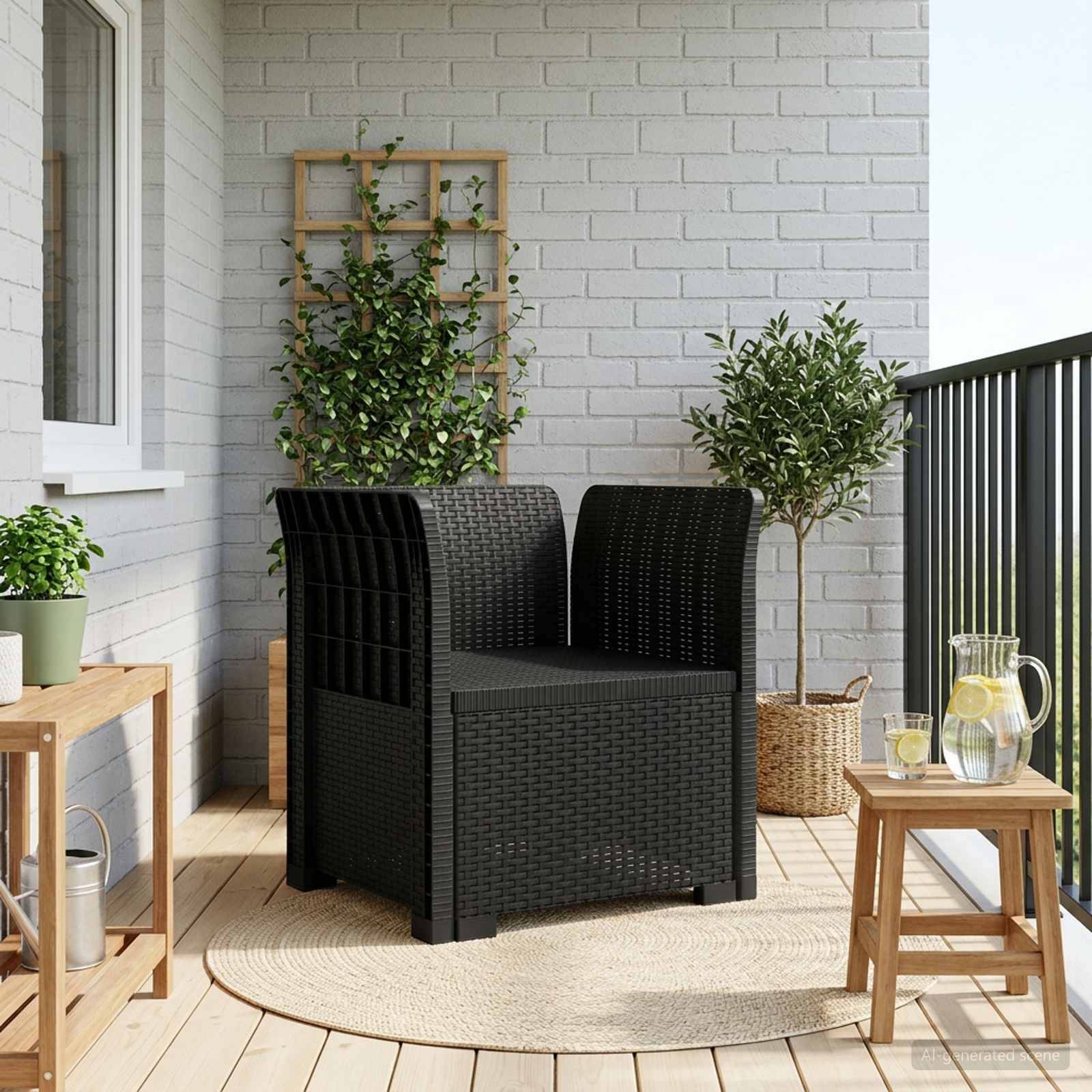 vidaXL 1-Sitzer Sessel Rattan-Look PP Anthrazit
