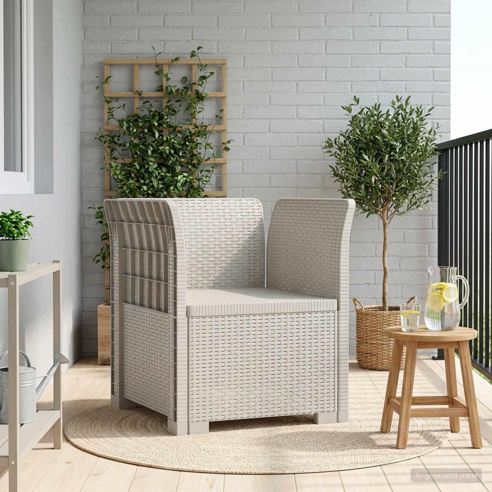 vidaXL 1-Sitzer Sessel Rattan-Look PP Weiß