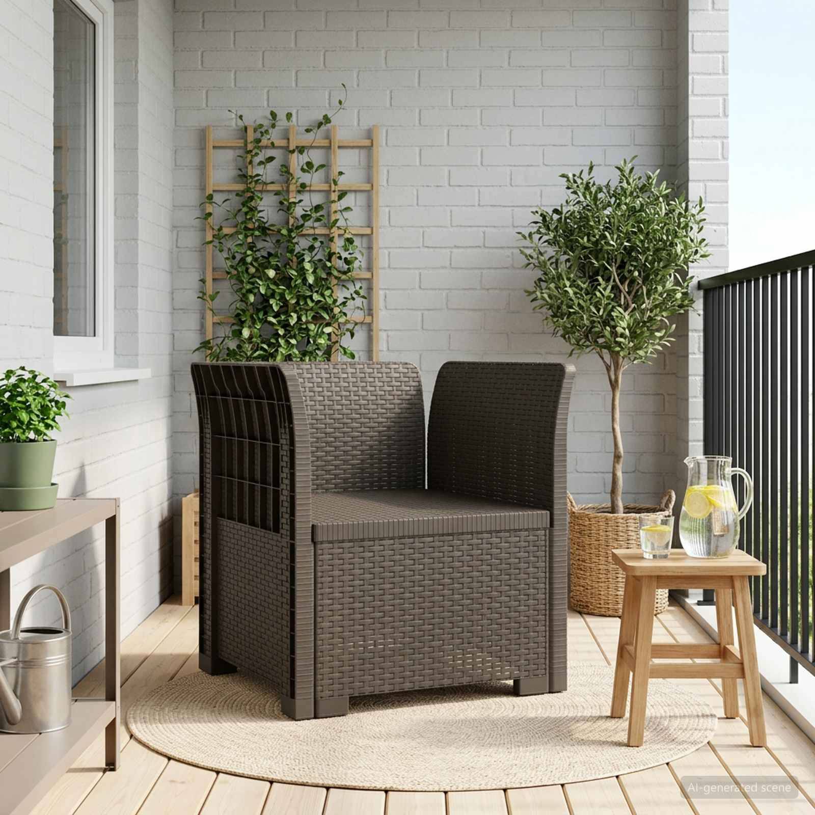 vidaXL 1-Sitzer Sessel Rattan-Look PP Hellgrau