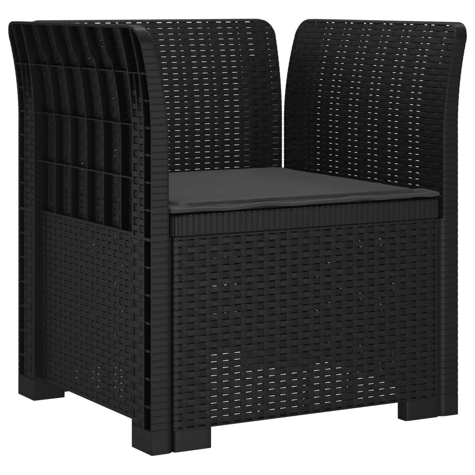 vidaXL 1-Sitzer Sessel mit Kissen Rattan-Look PP Anthrazit