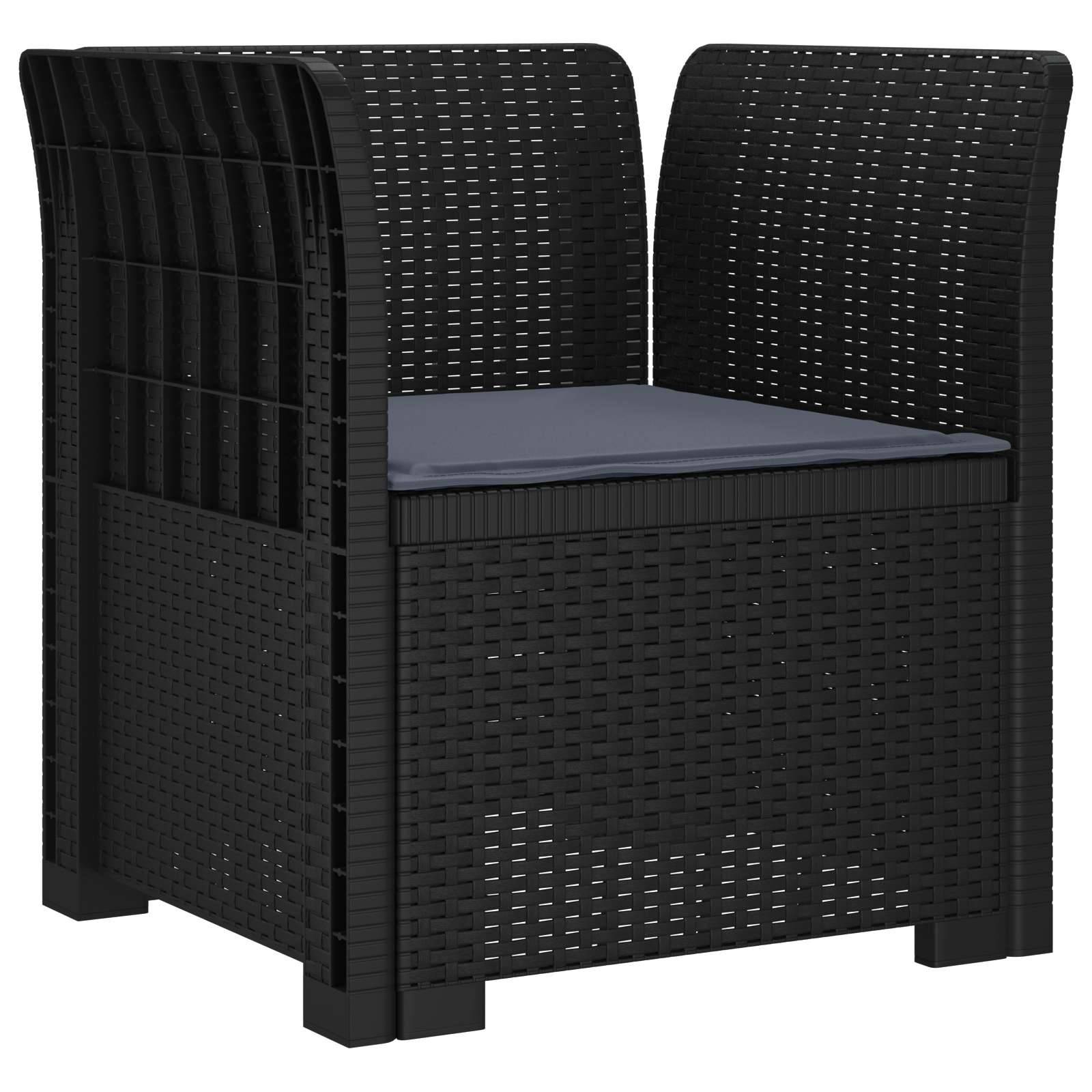 vidaXL 1-Sitzer Sessel mit Kissen Rattan-Look PP Anthrazit