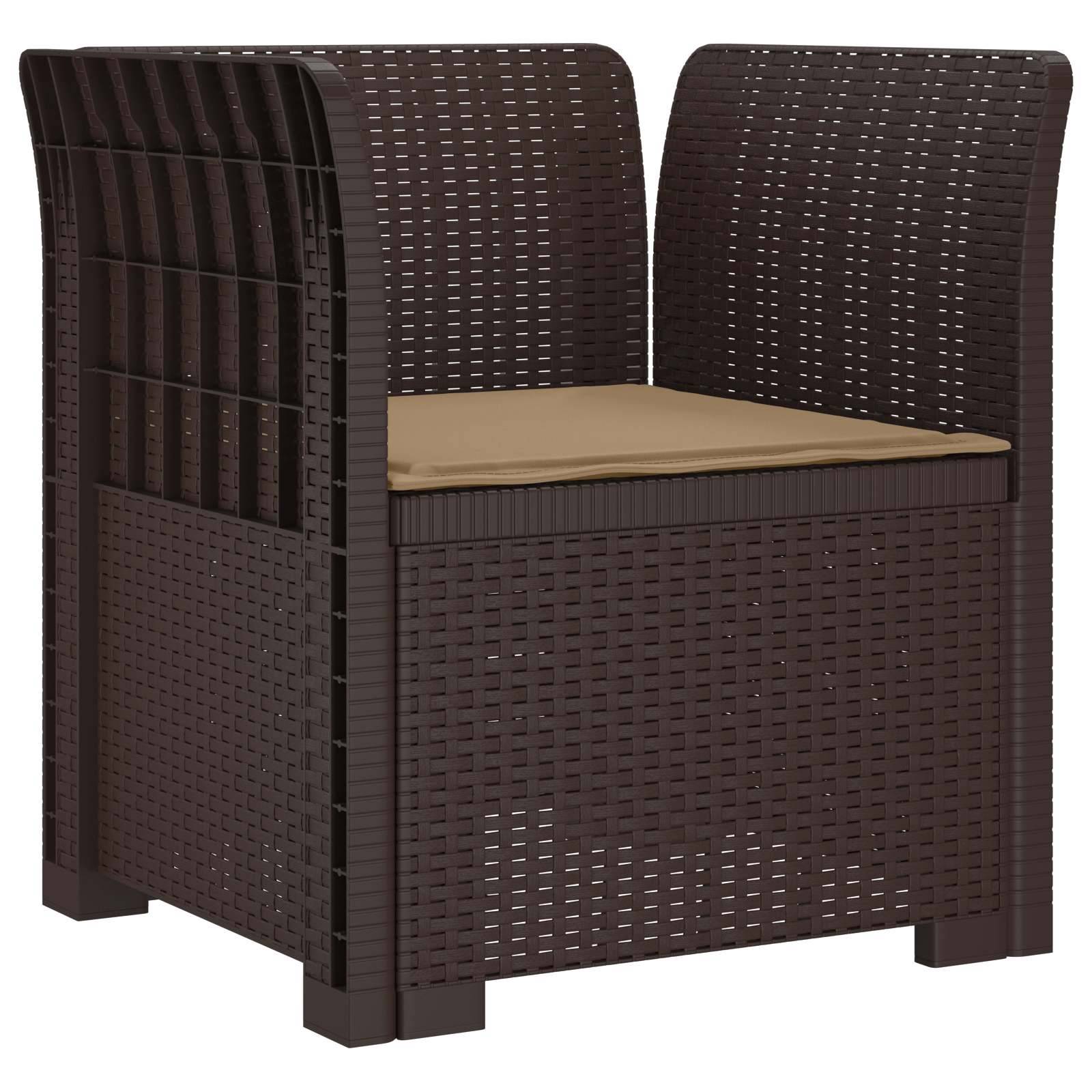 vidaXL 1-Sitzer Sessel mit Kissen Rattan-Look PP Braun
