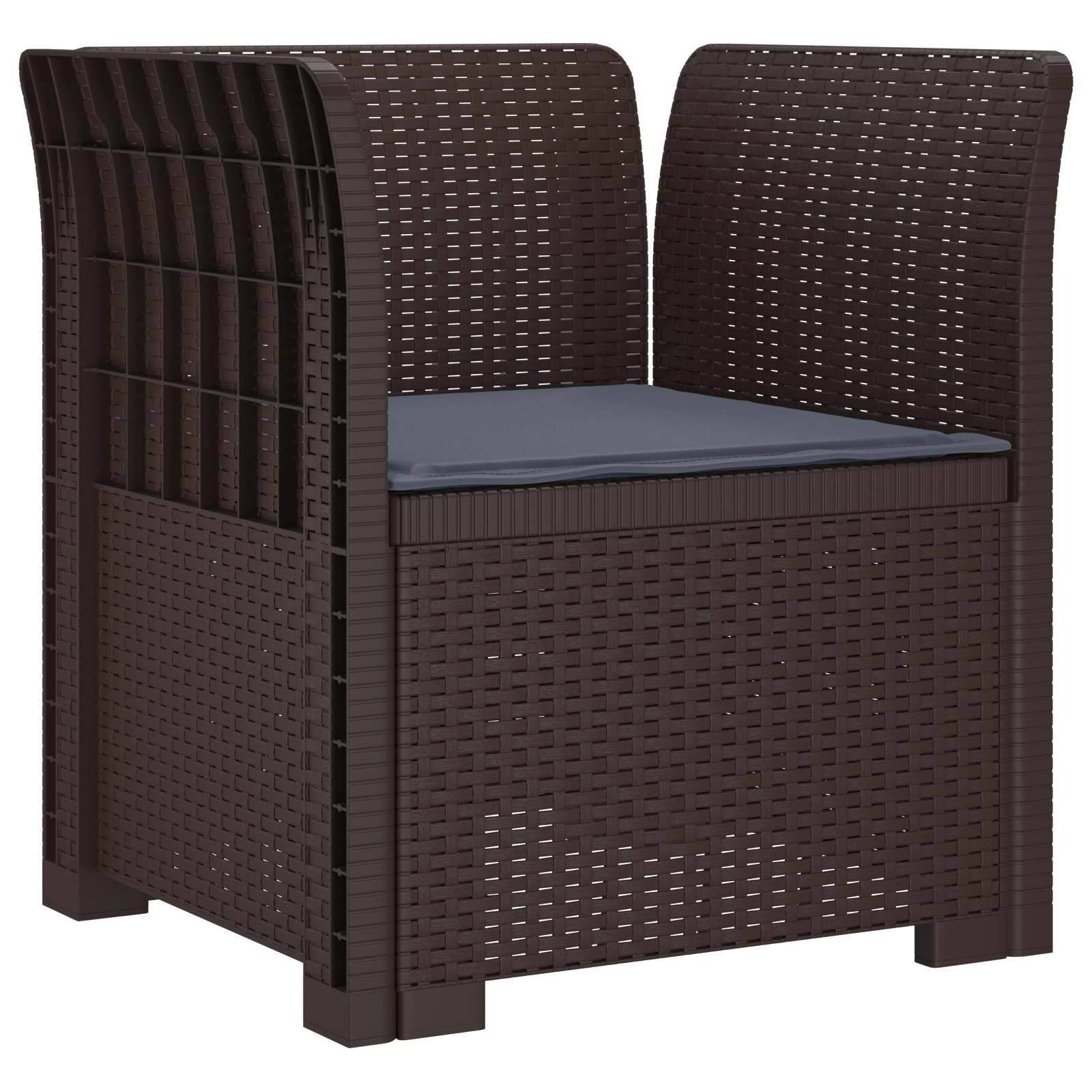 vidaXL 1-Sitzer Sessel mit Kissen Rattan-Look PP Braun