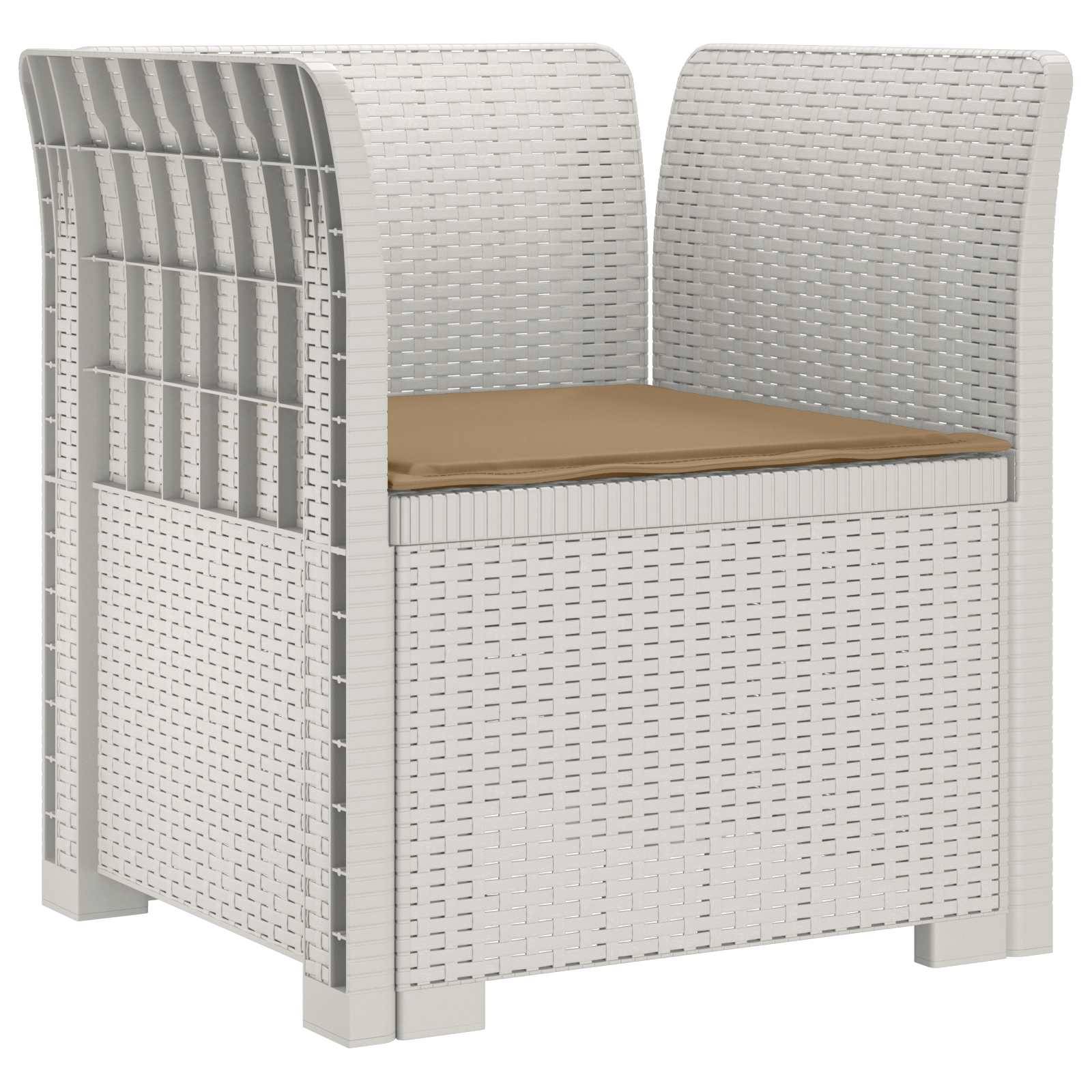 vidaXL 1-Sitzer Sessel mit Kissen Rattan-Look PP Weiß