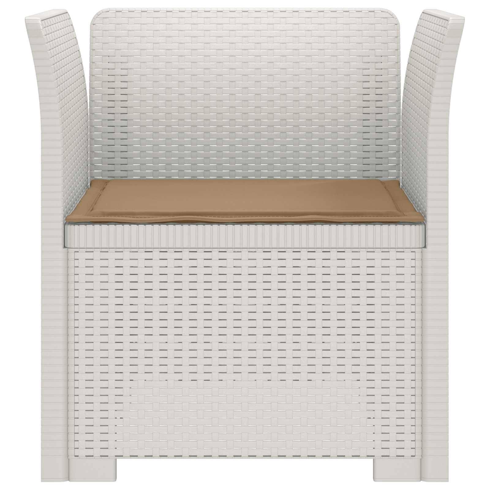 vidaXL 1-Sitzer Sessel mit Kissen Rattan-Look PP Weiß