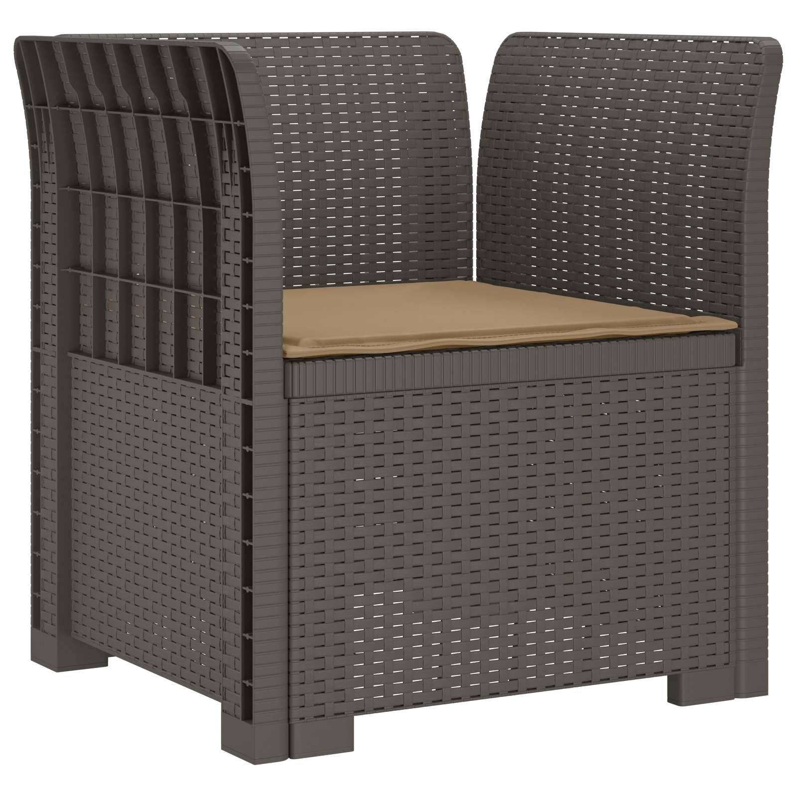 vidaXL 1-Sitzer Sessel mit Kissen Rattan-Look PP Hellgrau