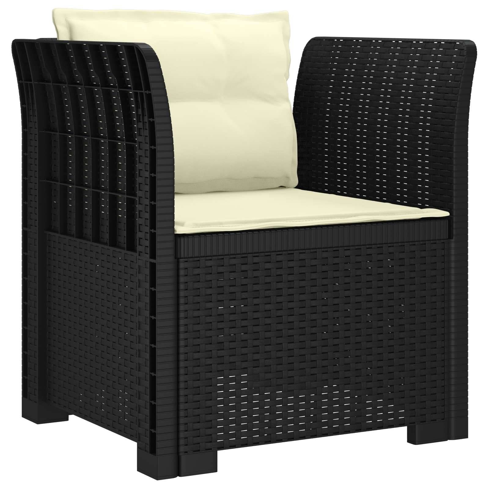 vidaXL 1-Sitzer Sessel mit Kissen Rattan-Look PP Anthrazit