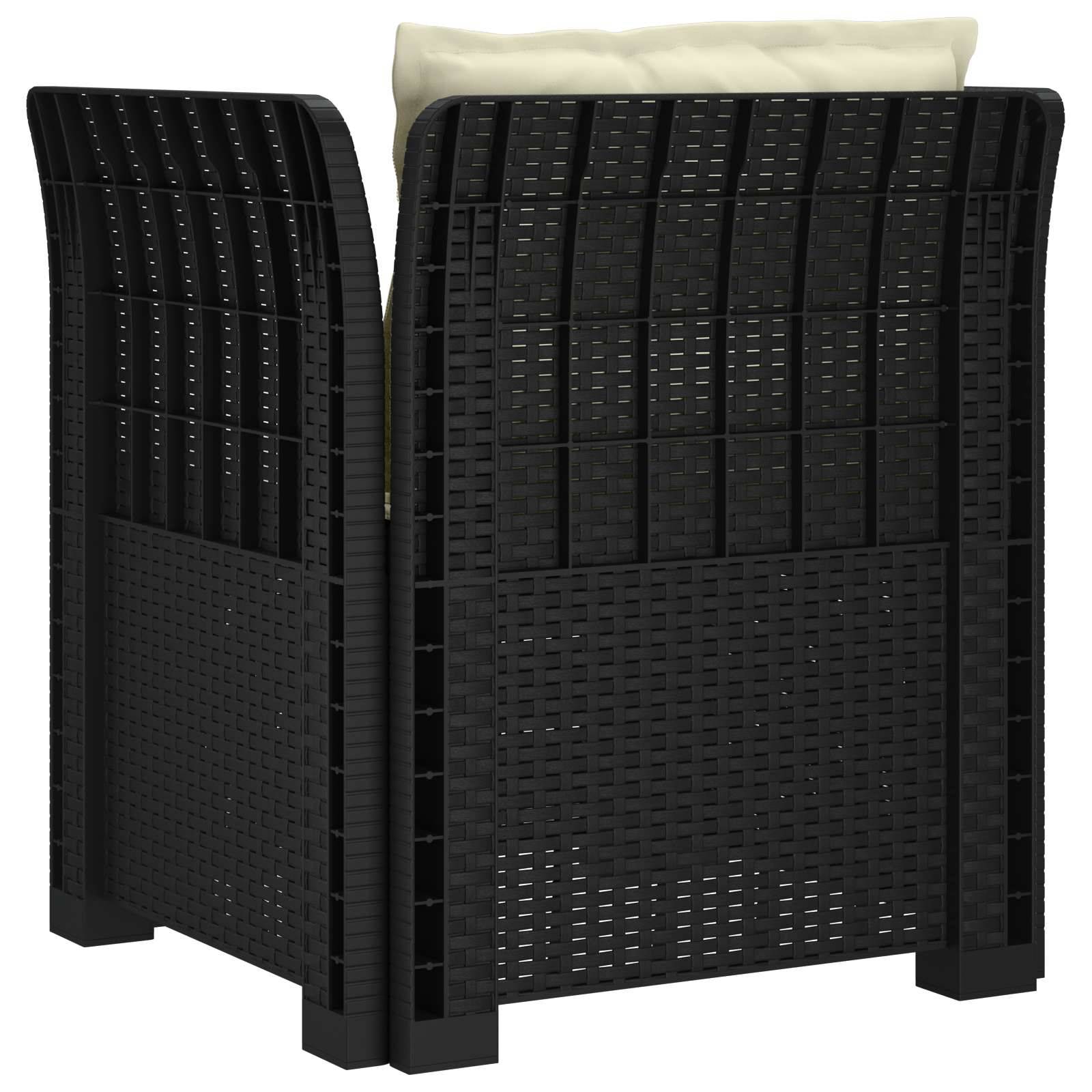 vidaXL 1-Sitzer Sessel mit Kissen Rattan-Look PP Anthrazit