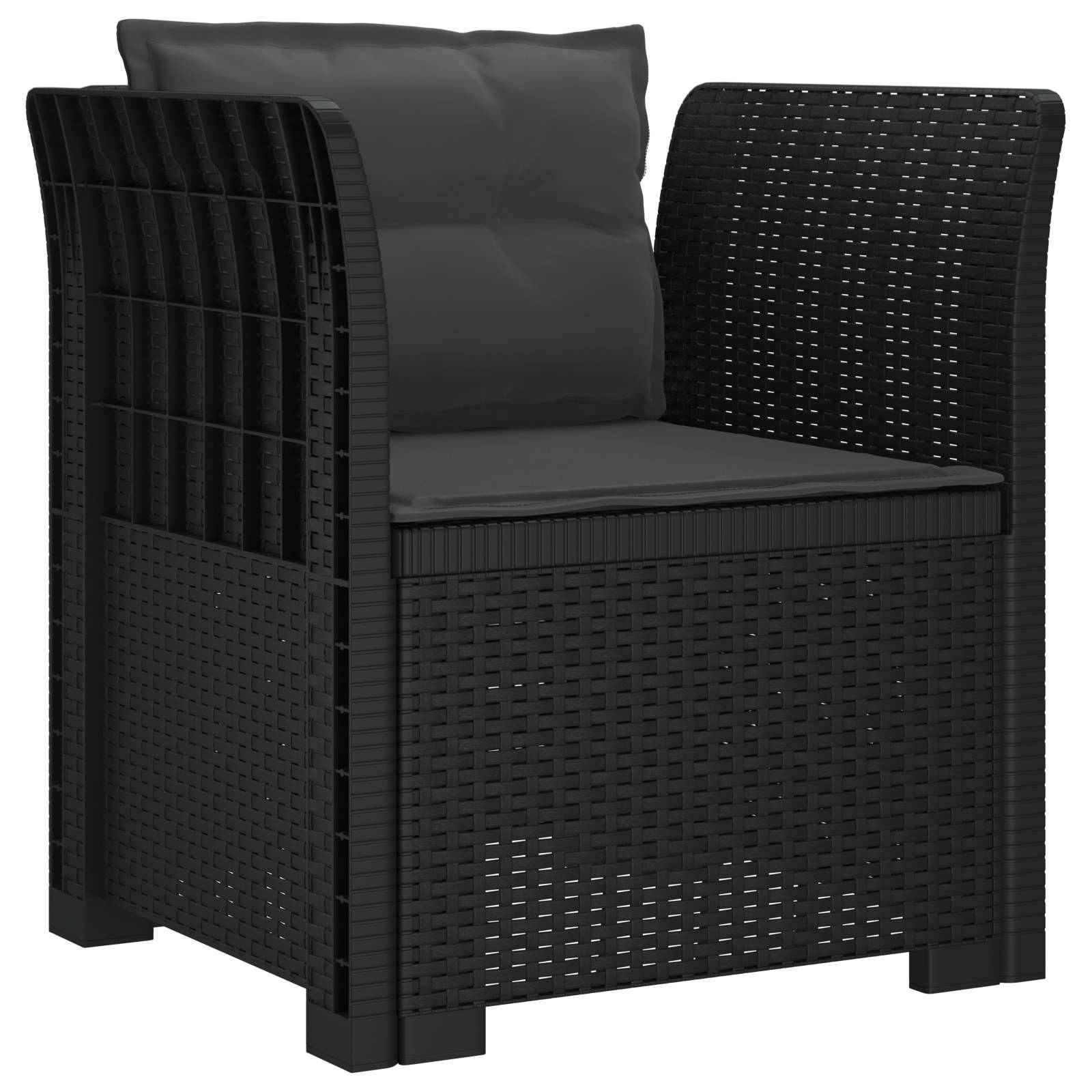 vidaXL 1-Sitzer Sessel mit Kissen Rattan-Look PP Anthrazit