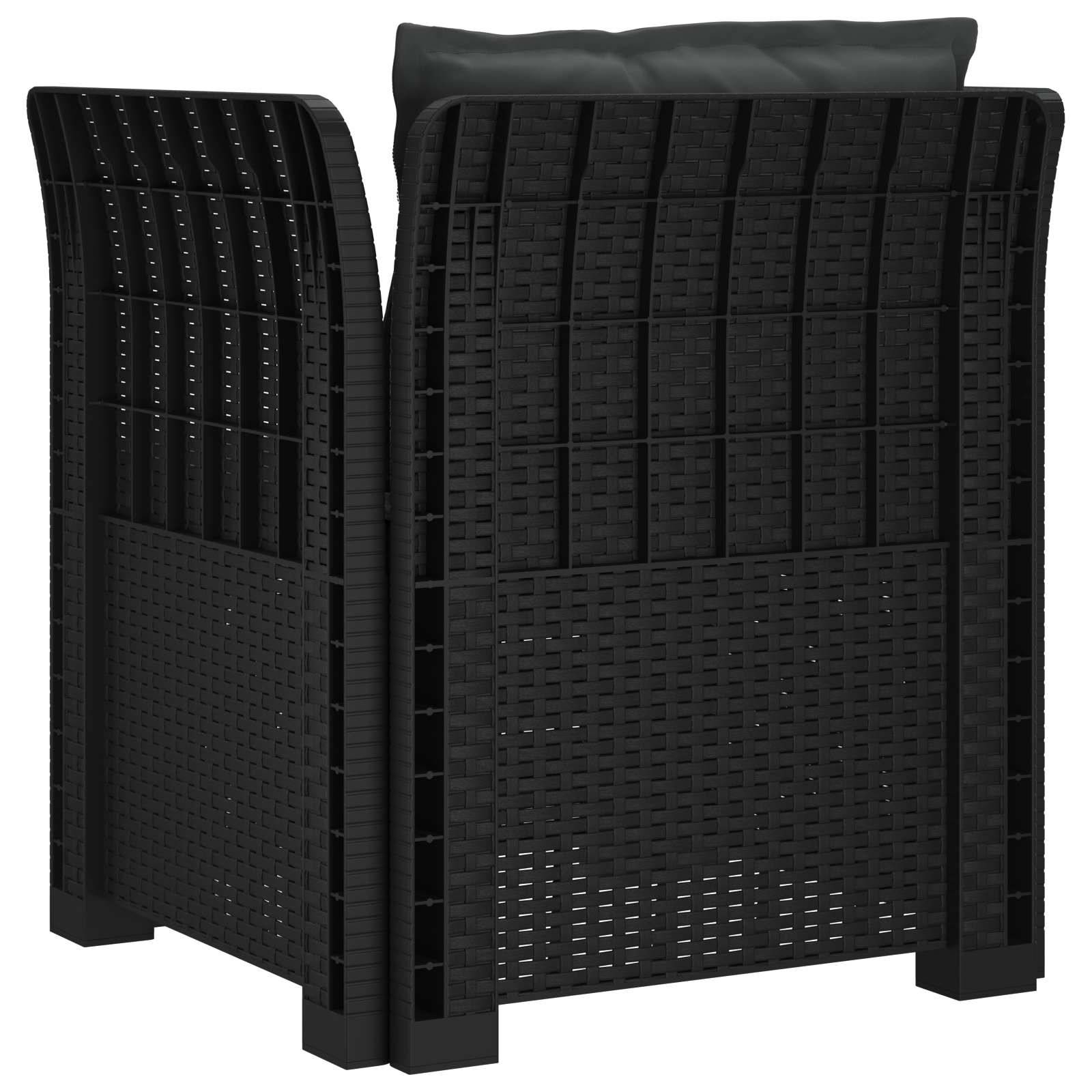 vidaXL 1-Sitzer Sessel mit Kissen Rattan-Look PP Anthrazit
