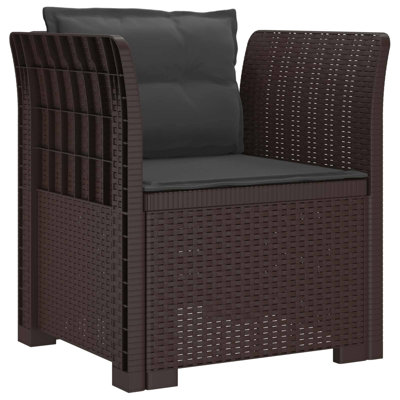vidaXL 1-Sitzer Sessel mit Kissen Rattan-Look PP Braun