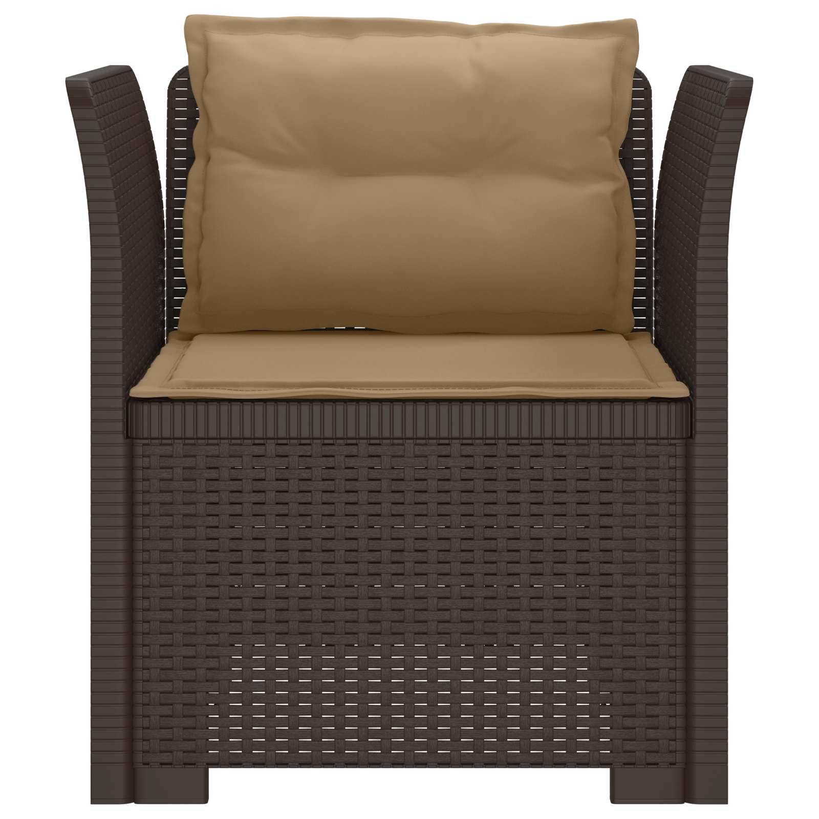 vidaXL 1-Sitzer Sessel mit Kissen Rattan-Look PP Braun