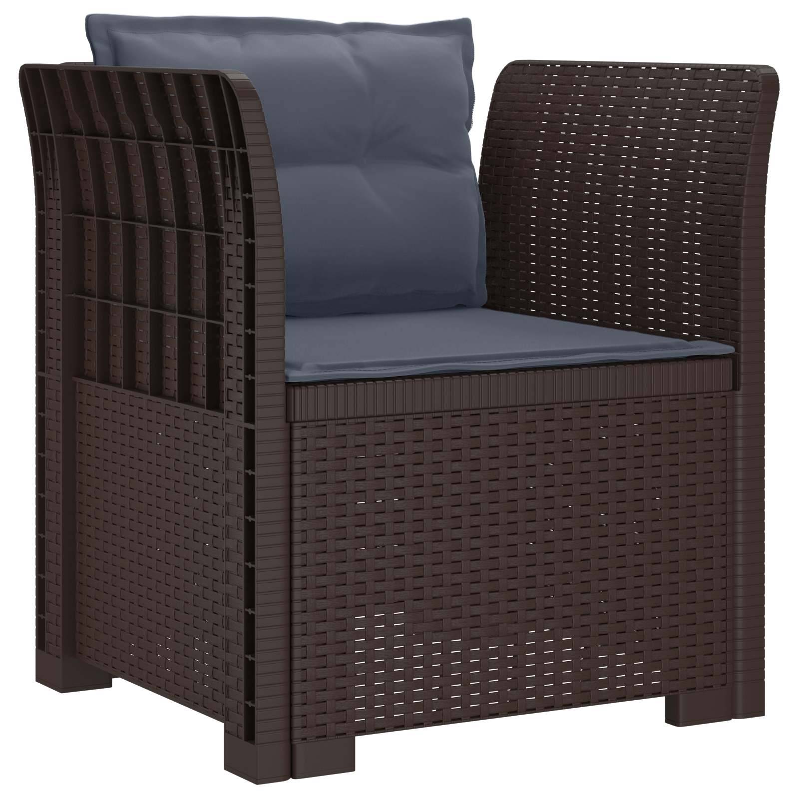 vidaXL 1-Sitzer Sessel mit Kissen Rattan-Look PP Braun