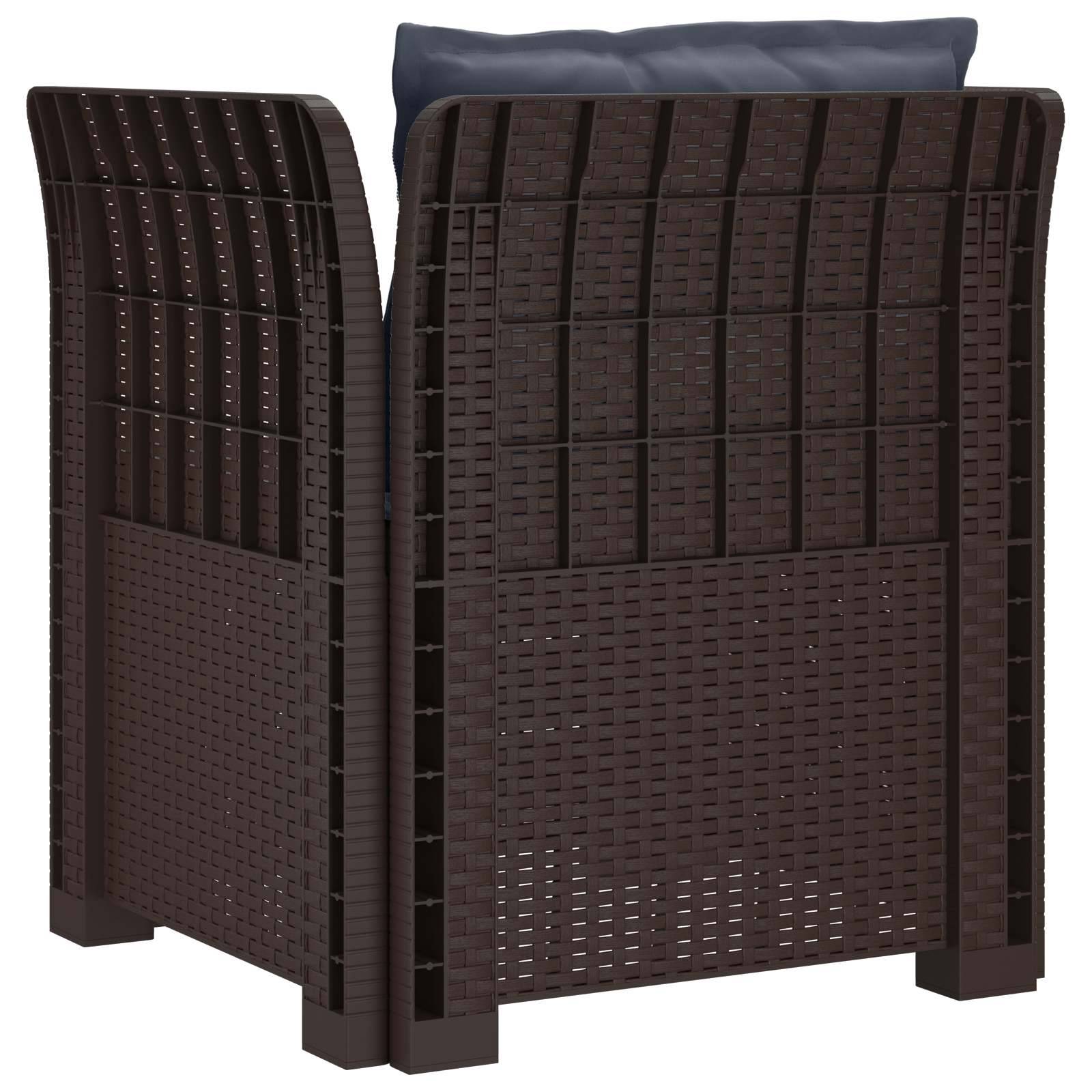 vidaXL 1-Sitzer Sessel mit Kissen Rattan-Look PP Braun