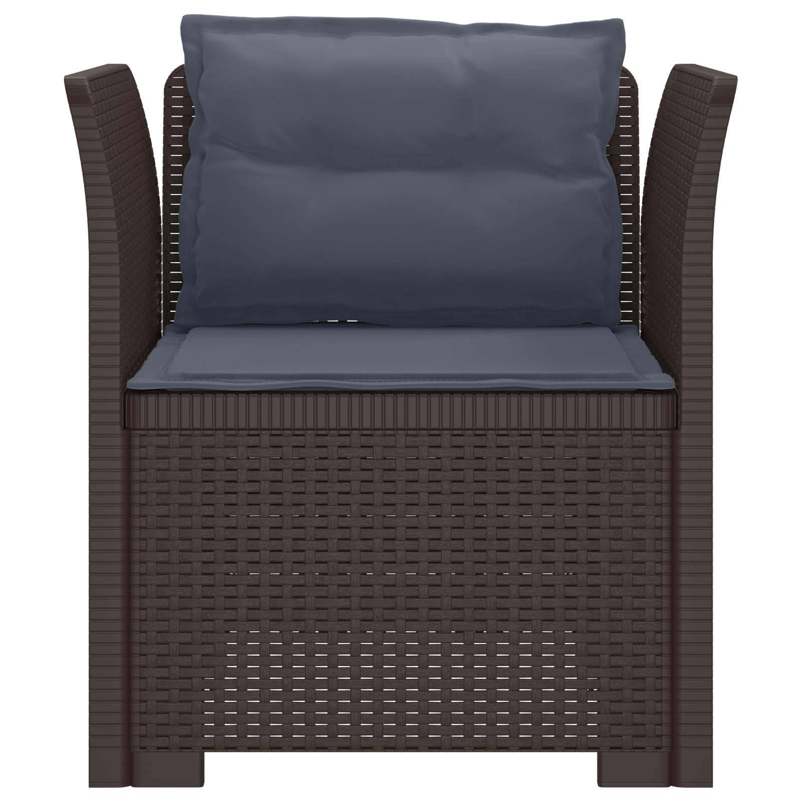 vidaXL 1-Sitzer Sessel mit Kissen Rattan-Look PP Braun