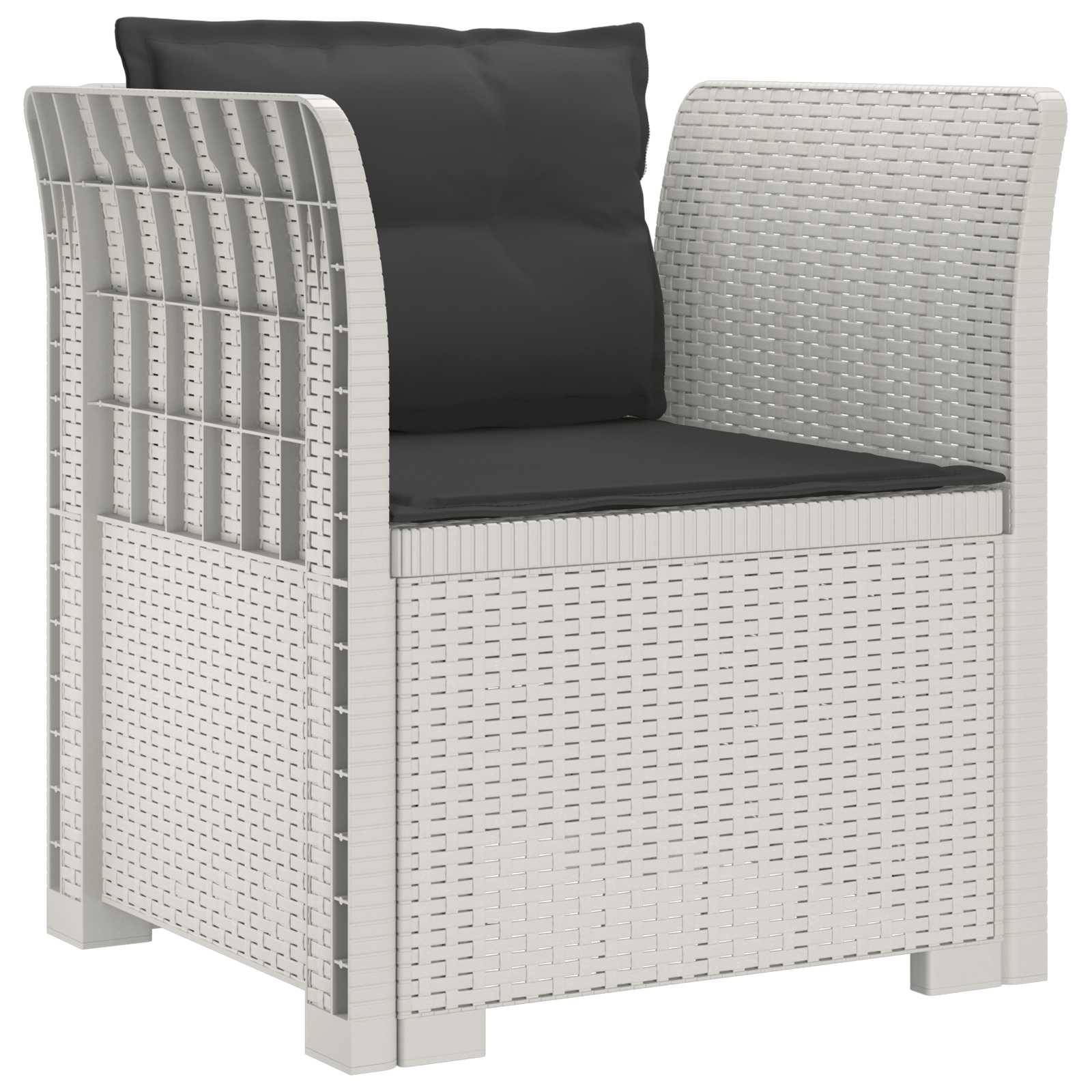 vidaXL 1-Sitzer Sessel mit Kissen Rattan-Look PP Weiß