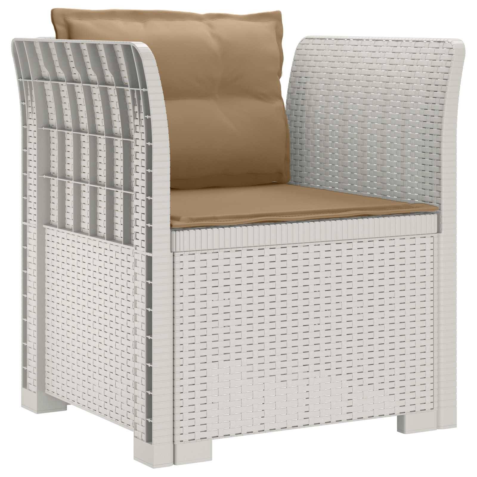 vidaXL 1-Sitzer Sessel mit Kissen Rattan-Look PP Weiß