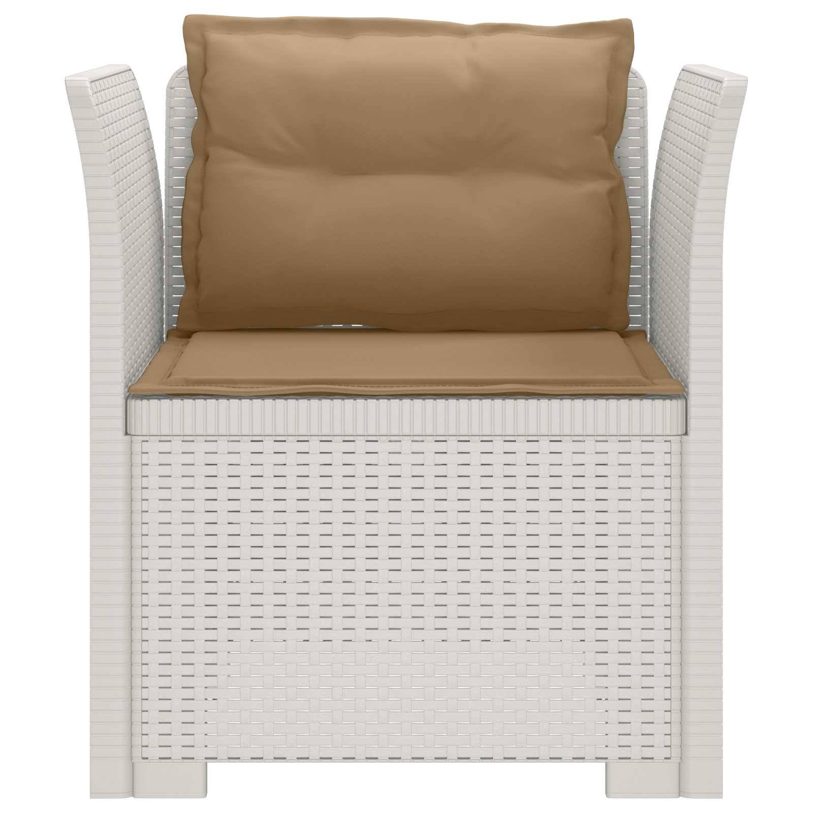 vidaXL 1-Sitzer Sessel mit Kissen Rattan-Look PP Weiß