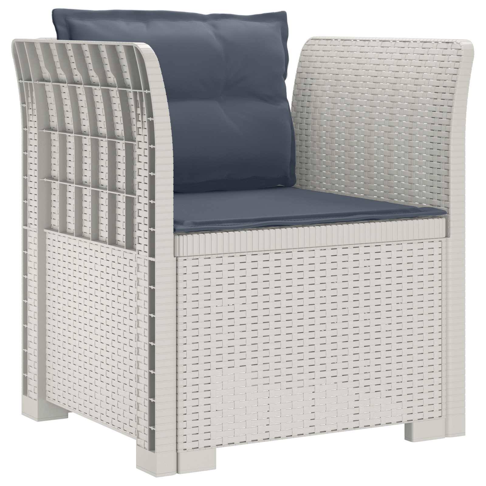 vidaXL 1-Sitzer Sessel mit Kissen Rattan-Look PP Weiß