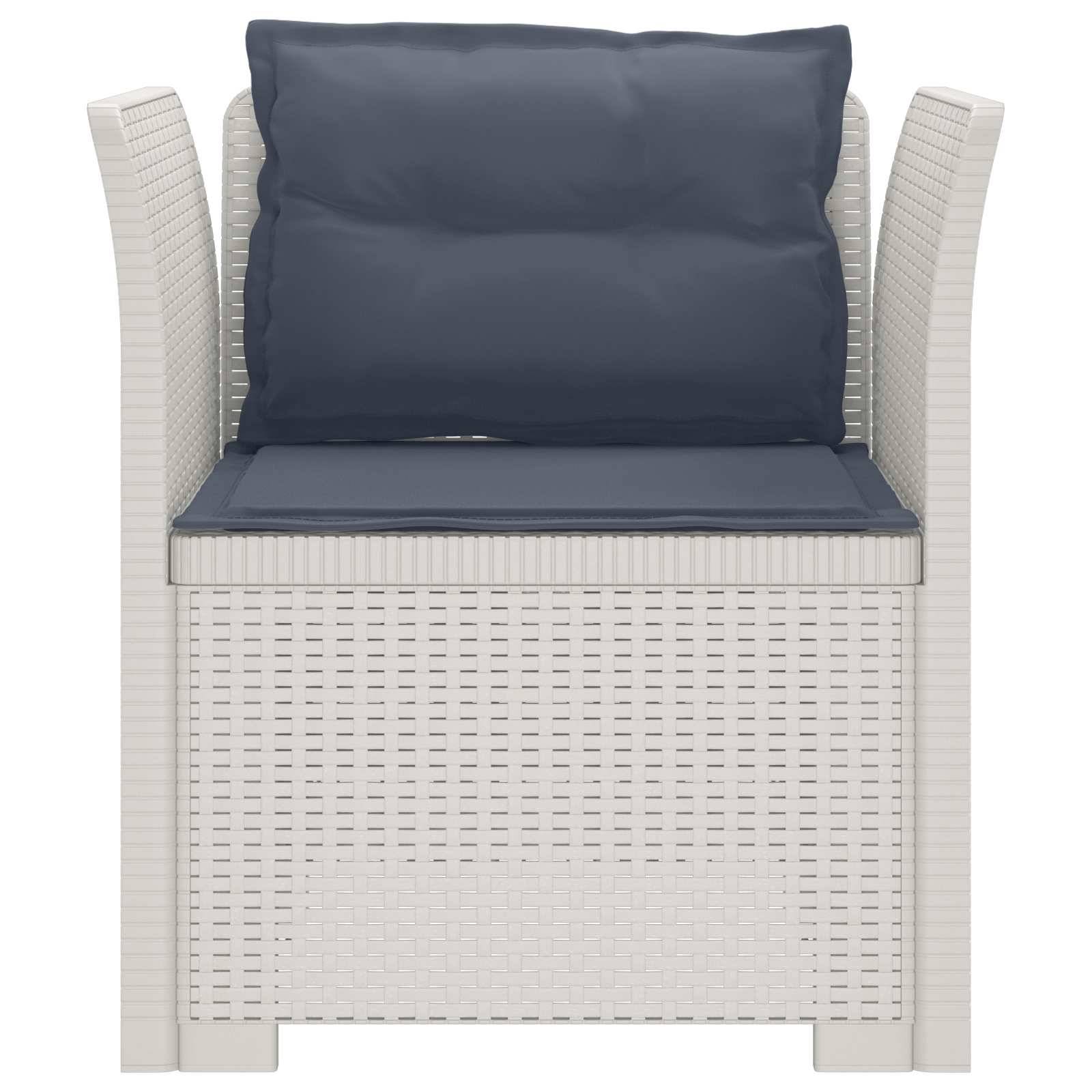 vidaXL 1-Sitzer Sessel mit Kissen Rattan-Look PP Weiß