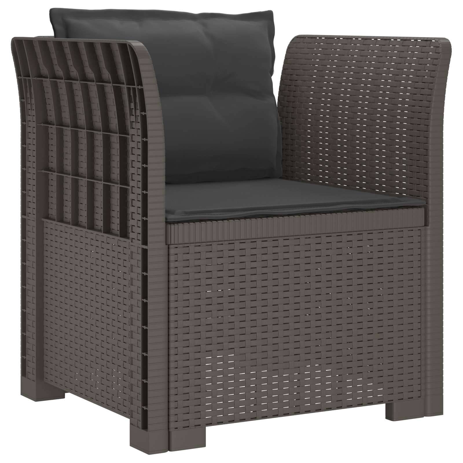 vidaXL 1-Sitzer Sessel mit Kissen Rattan-Look PP Hellgrau