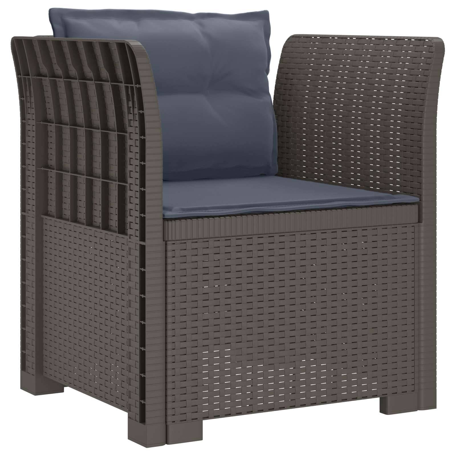 vidaXL 1-Sitzer Sessel mit Kissen Rattan-Look PP Hellgrau
