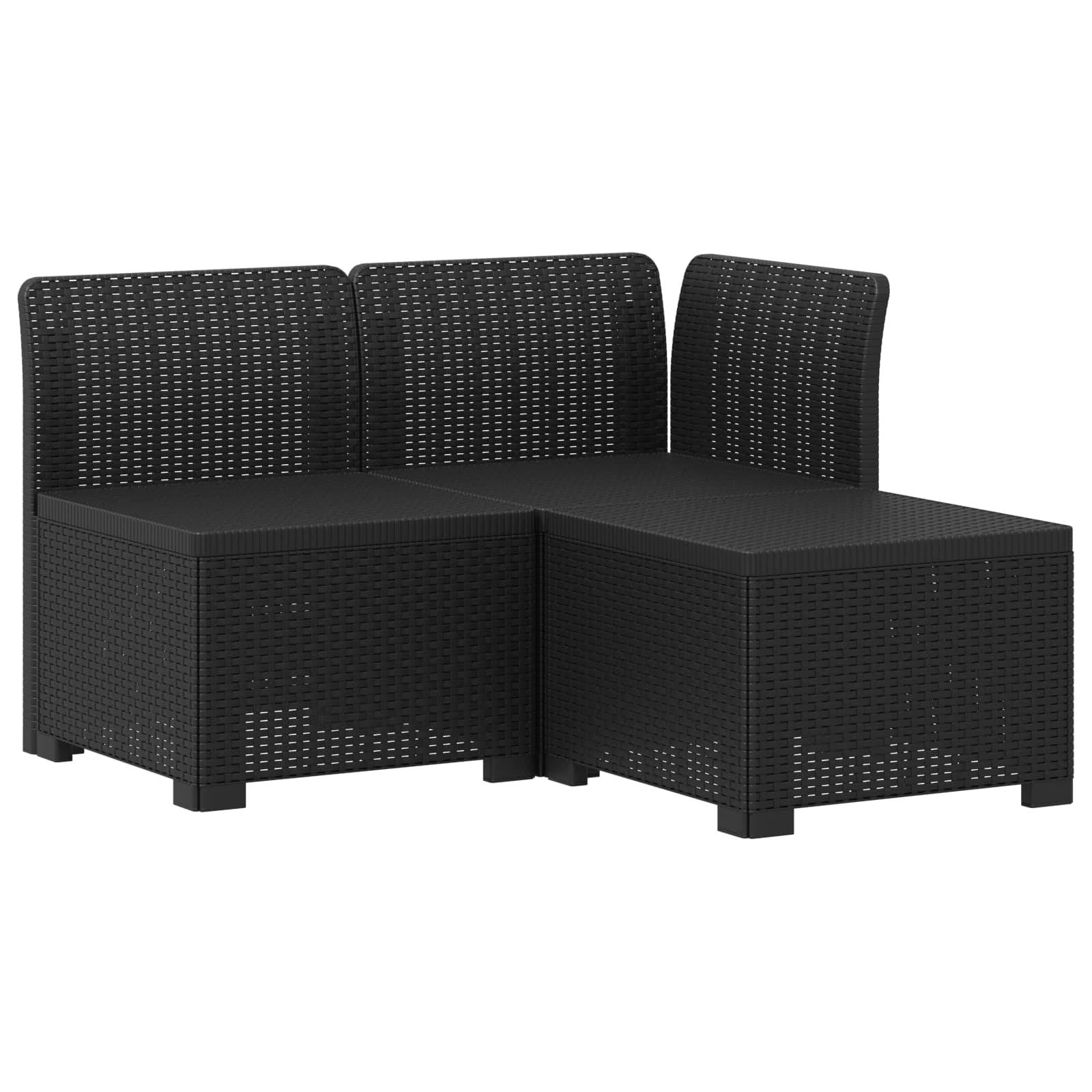 vidaXL 3-Sitzer Garten Sofa Rattan Look PP Anthrazit