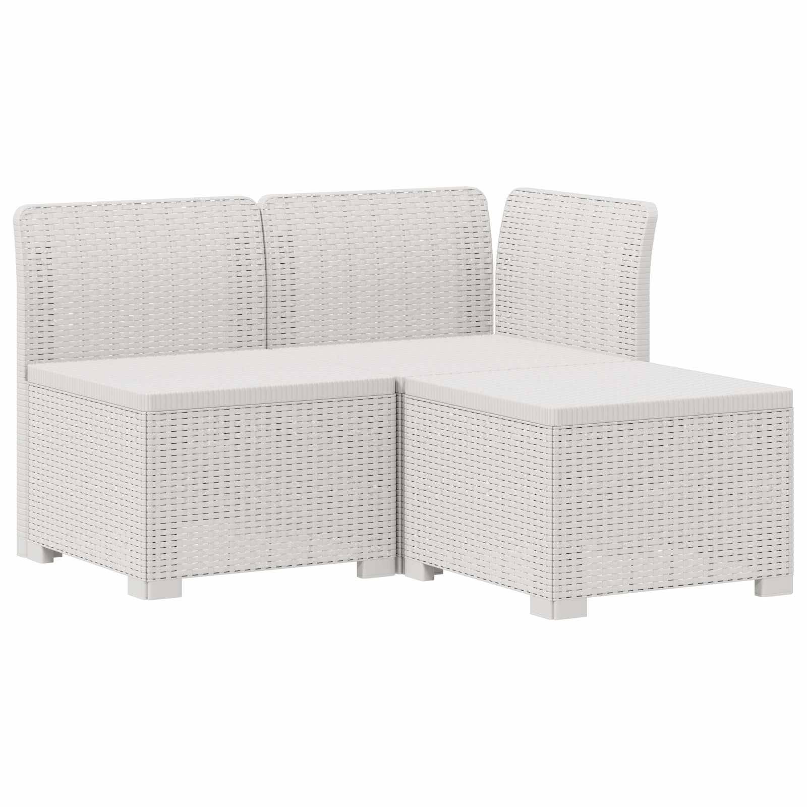 vidaXL 3-Sitzer Garten Sofa mit Kissen Rattan-Look PP Weiß