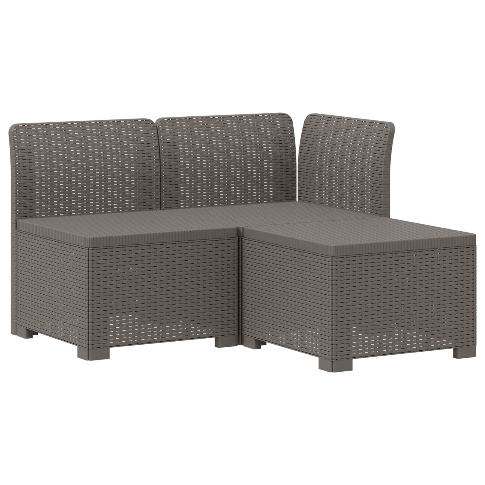 vidaXL 3-Sitzer Garten Sofa Rattan Look PP Hellgrau