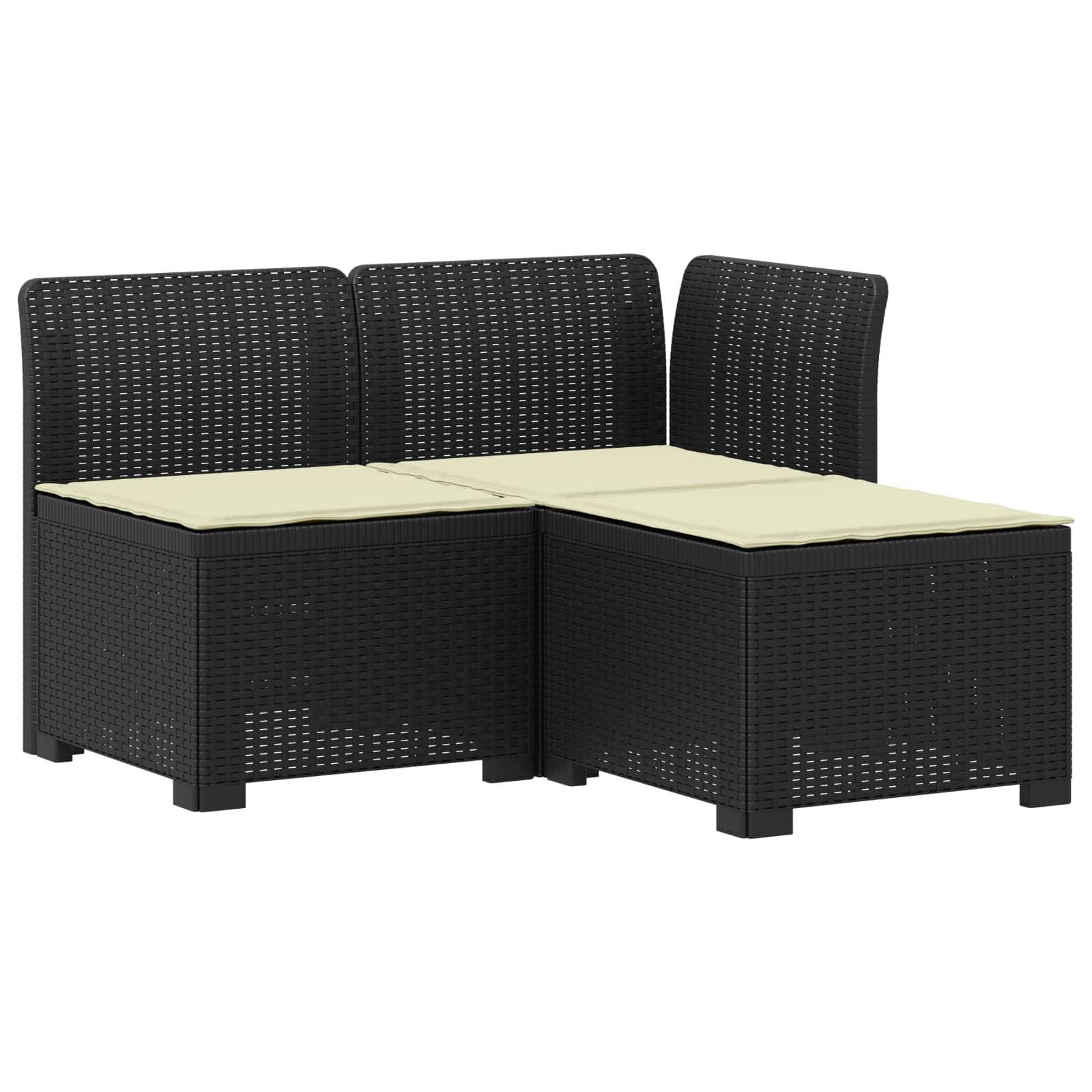 vidaXL 3-Sitzer Garten Sofa mit Kissen Rattan-Look PP Anthrazit
