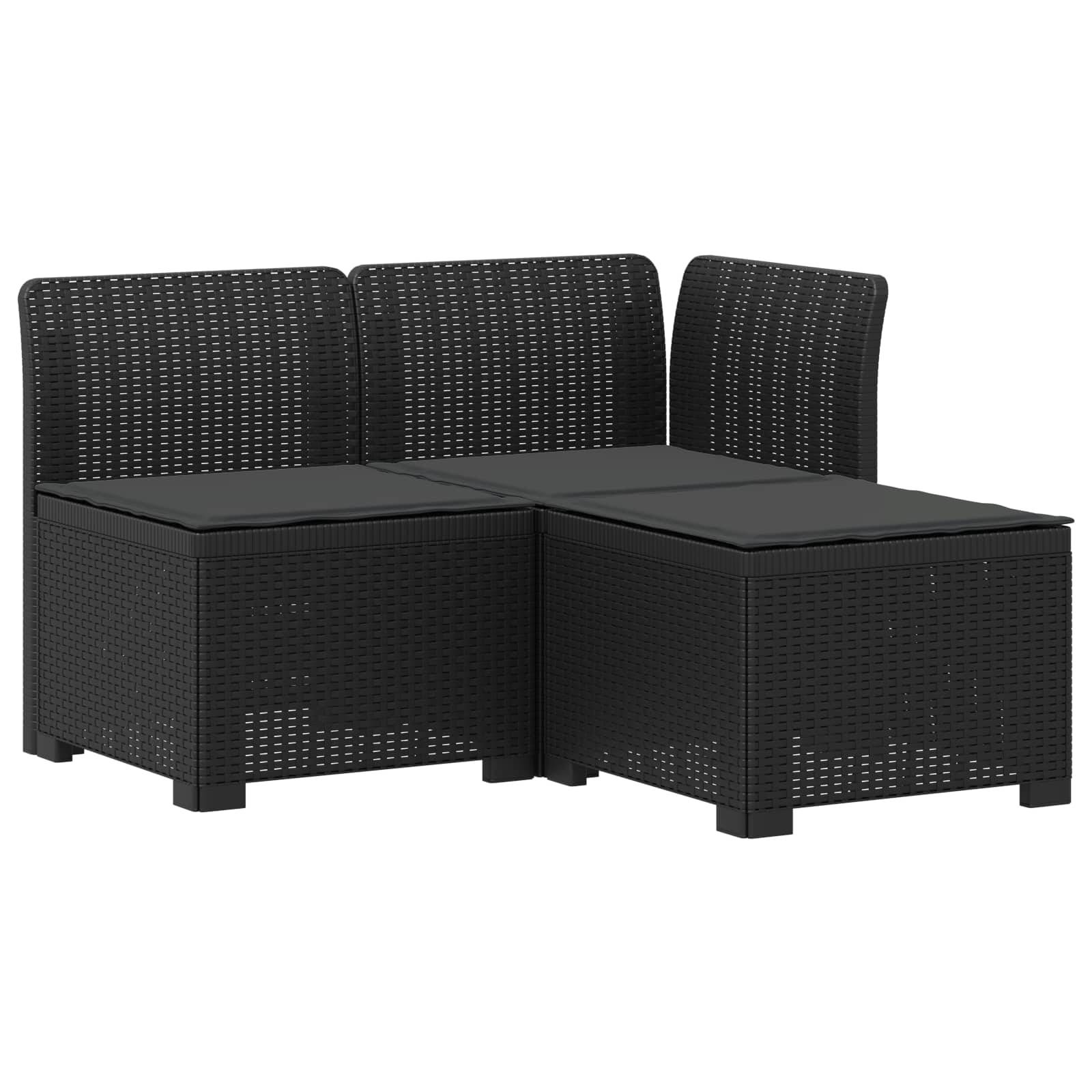 vidaXL 3-Sitzer Garten Sofa mit Kissen Rattan-Look PP Anthrazit