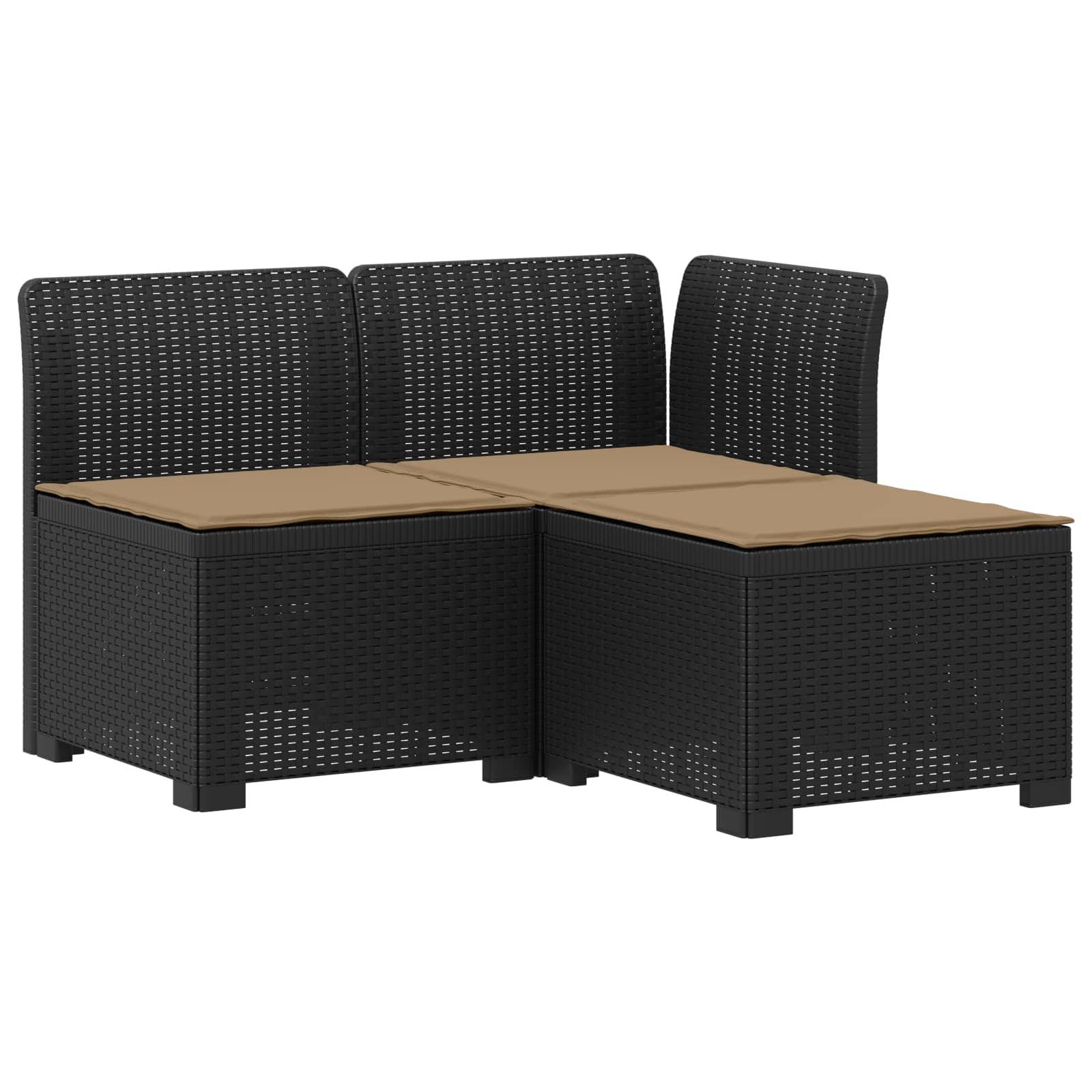 vidaXL 3-Sitzer Garten Sofa mit Kissen Rattan-Look PP Anthrazit