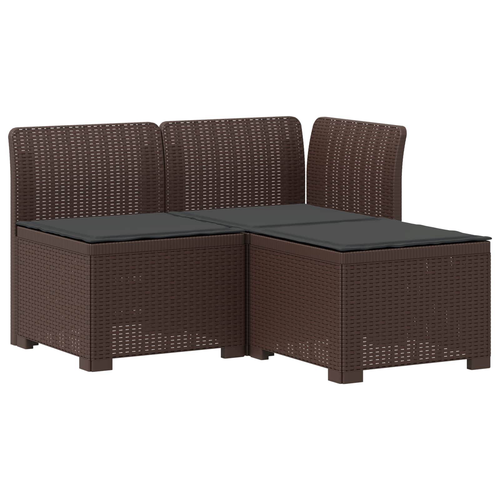vidaXL 3-Sitzer Garten Sofa mit Kissen Rattan-Look PP Braun