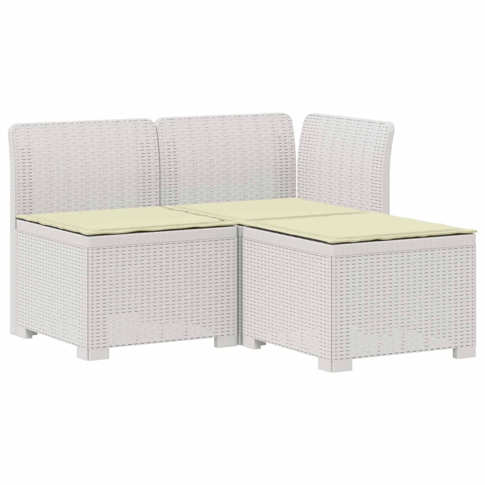 vidaXL 3-Sitzer Garten Sofa mit Kissen Rattan-Look PP Weiß