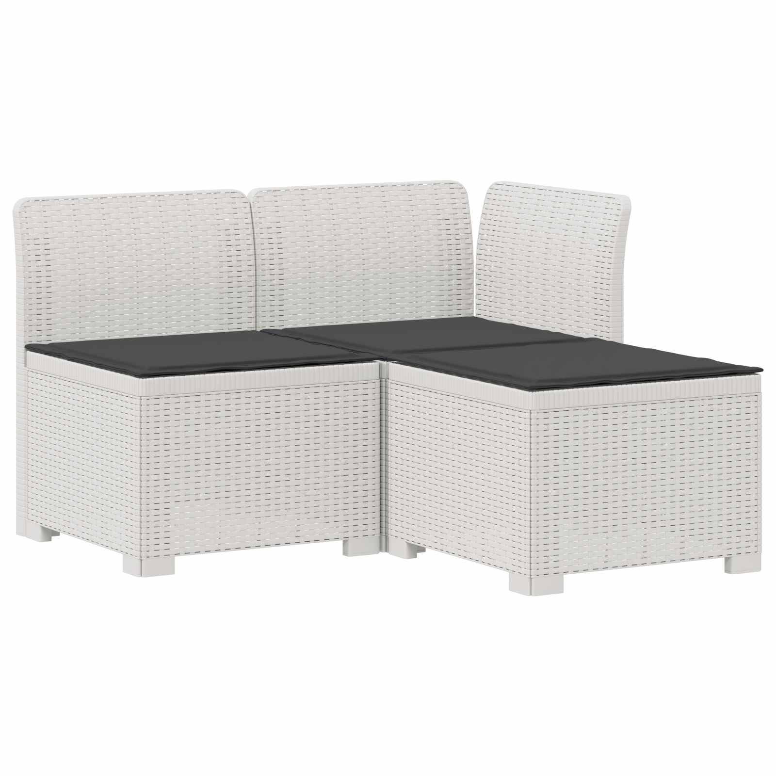 vidaXL 3-Sitzer Garten Sofa mit Kissen Rattan-Look PP Weiß