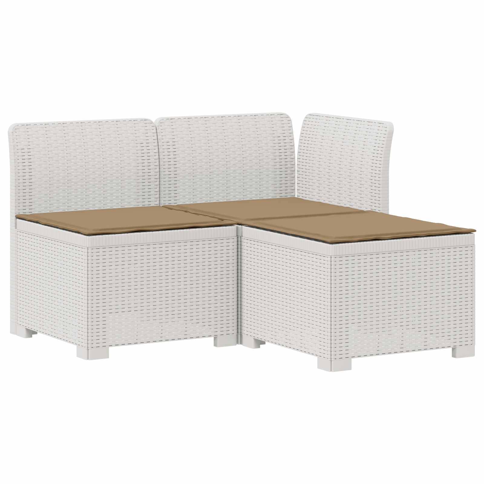 vidaXL 3-Sitzer Garten Sofa mit Kissen Rattan-Look PP Weiß