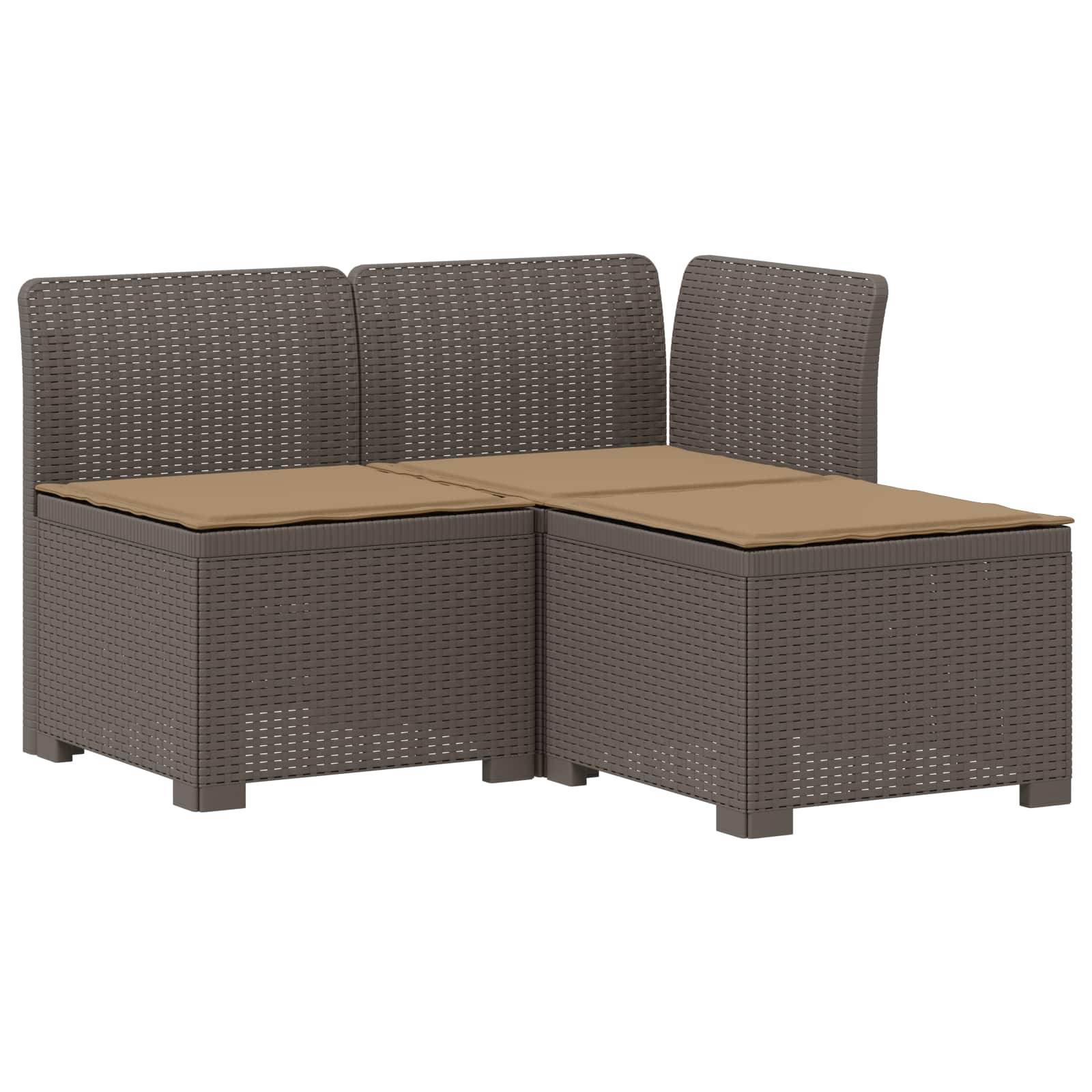 vidaXL 3-Sitzer Garten Sofa mit Kissen Rattan-Look PP Hellgrau