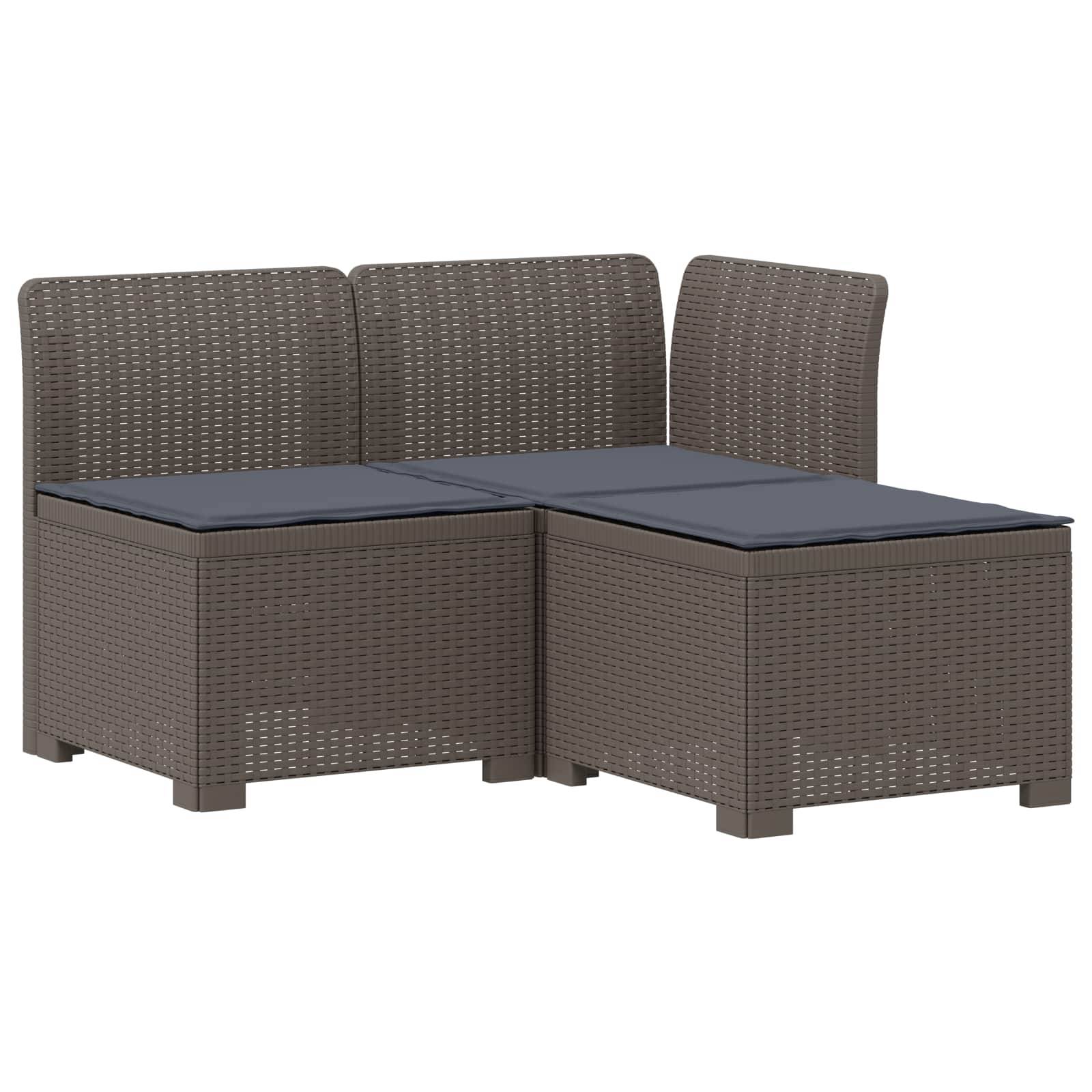 vidaXL 3-Sitzer Garten Sofa mit Kissen Rattan-Look PP Hellgrau